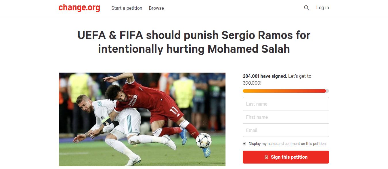 Liverpool fans petition to punish Ramos