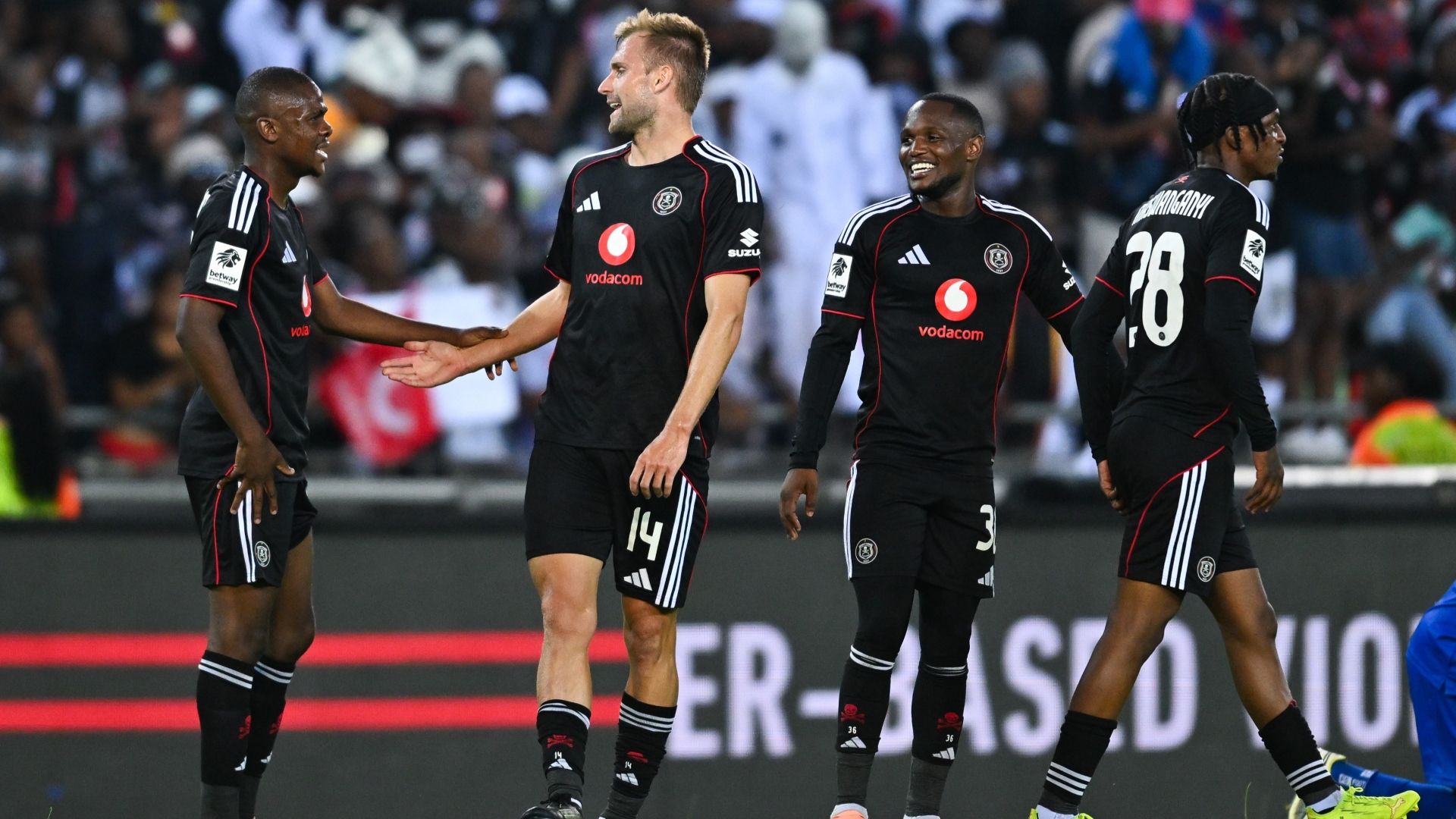 Andre de Jong, Daniel Msendami and Kamogelo Sebelebele, Orlando Pirates