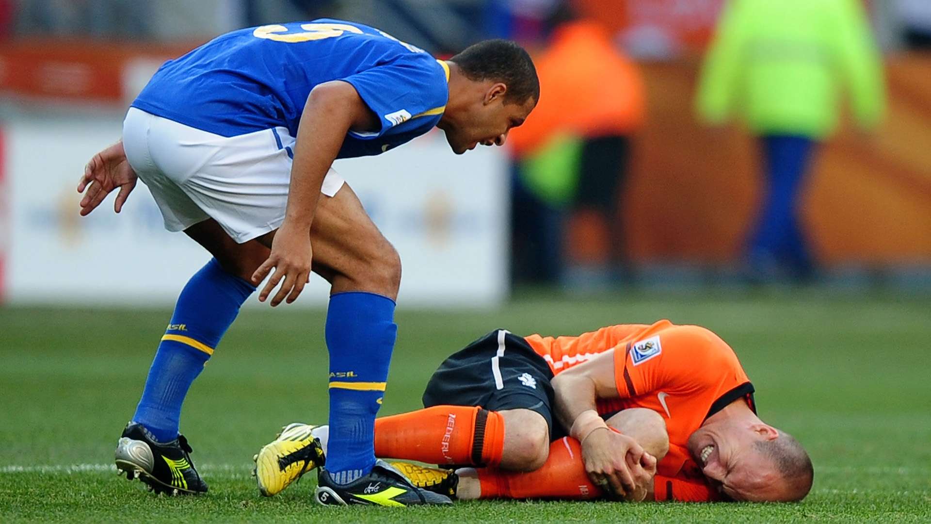 Felipe Melo Arjen Robben Brazil Netherlands FIFA World Cup 02072010