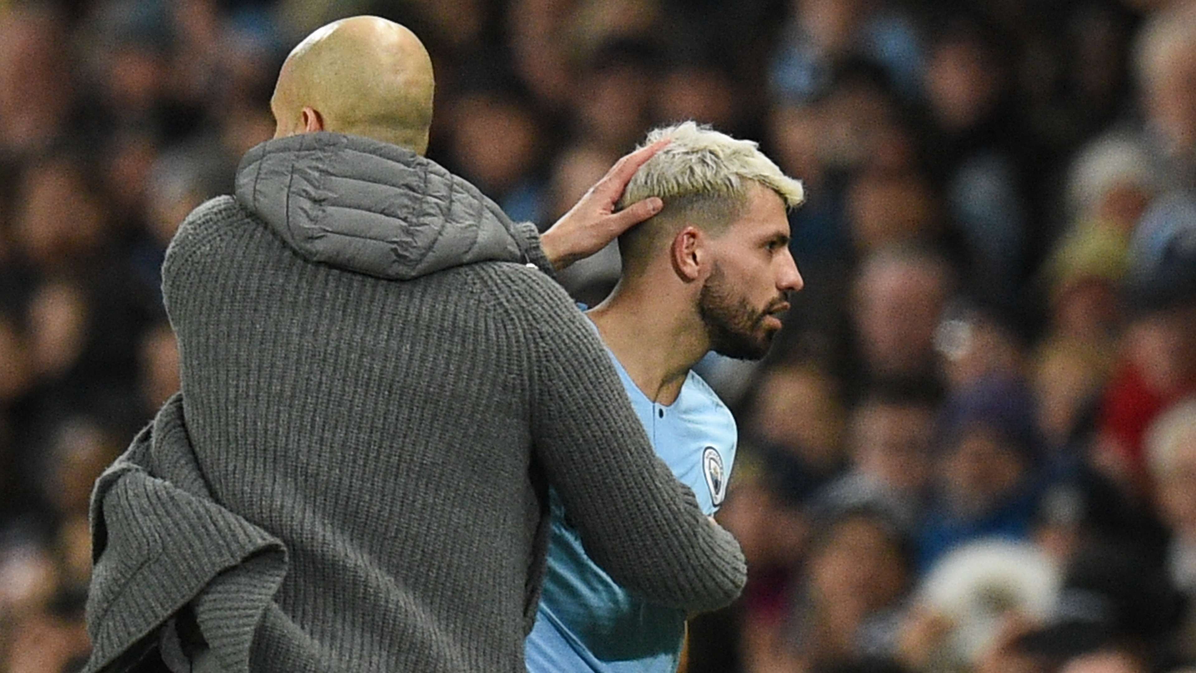 Pep Guardiola Sergio Aguero Manchester City