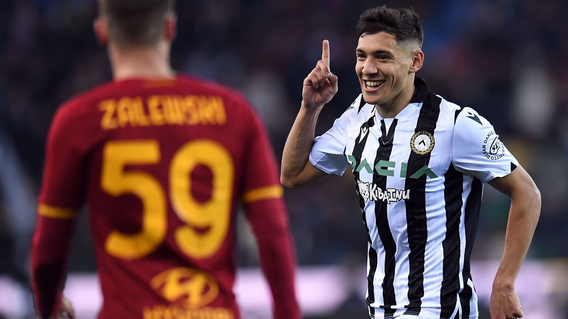 Molina Udinese celebrating Roma Serie A