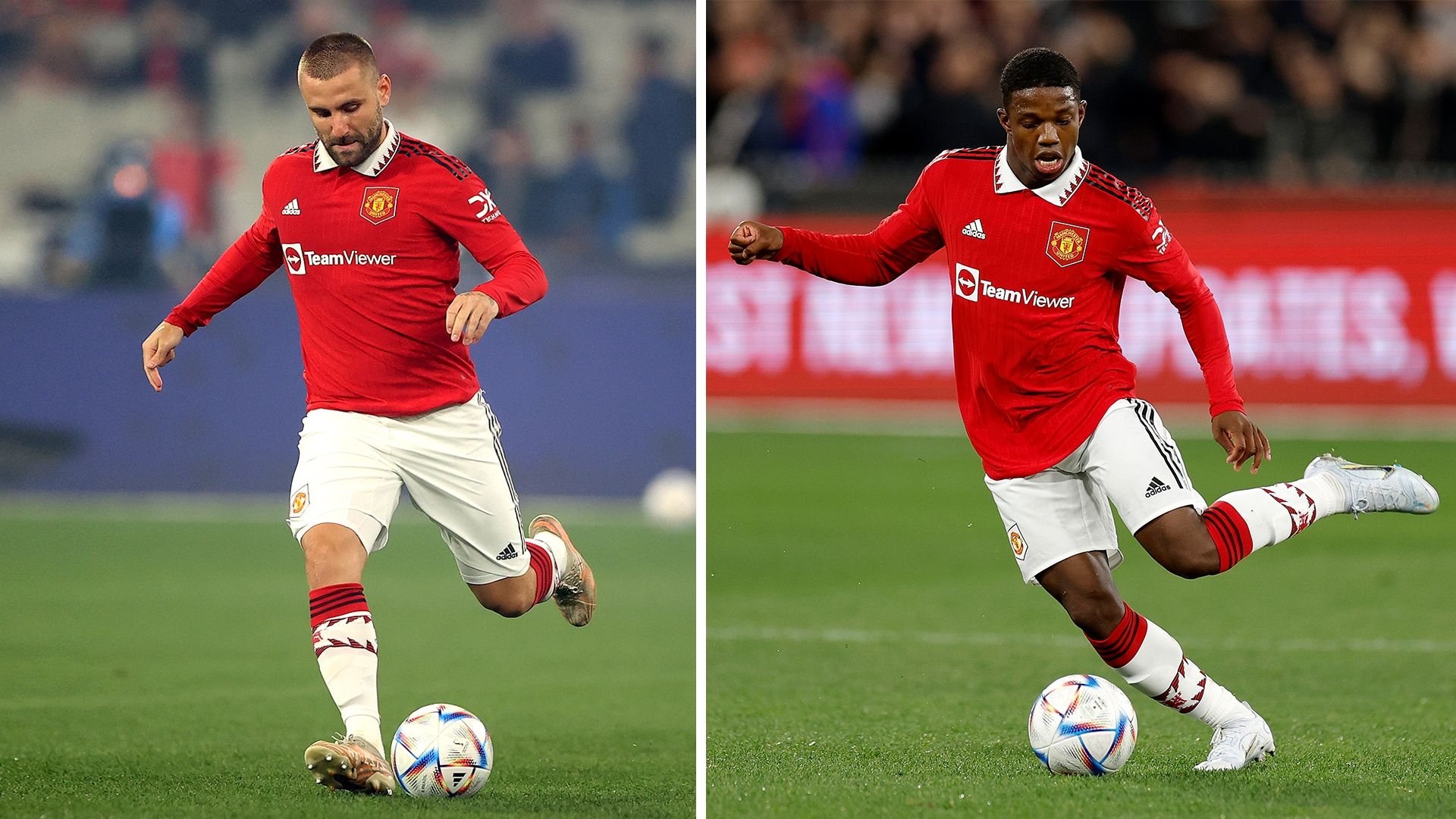 Split image of Luke Shaw and Tyrell Malacia 