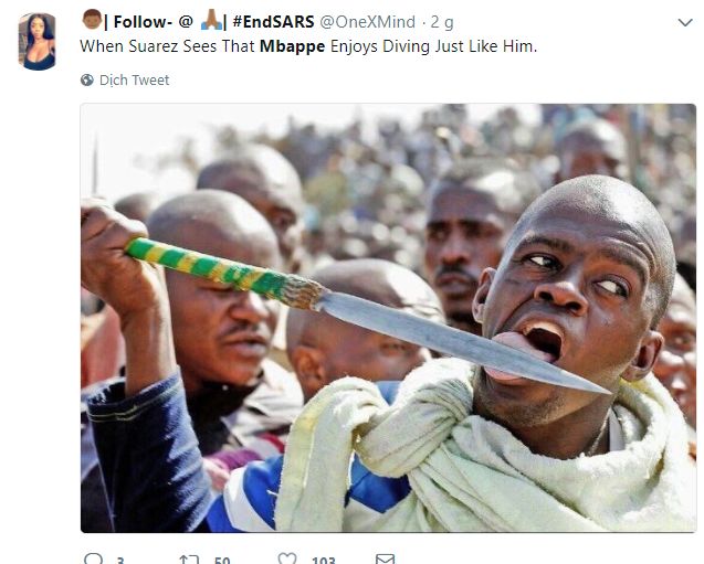 Reaction Mbappe dive