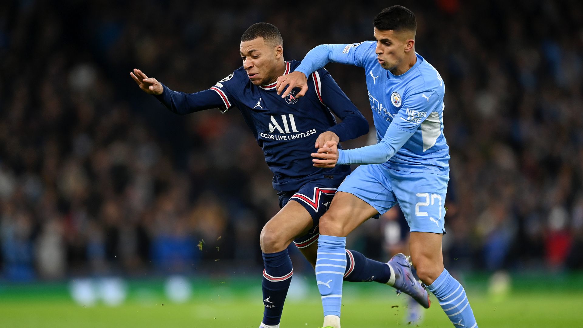 Kylian Mbappe Joao Cancelo PSG Manchester City 2022-23