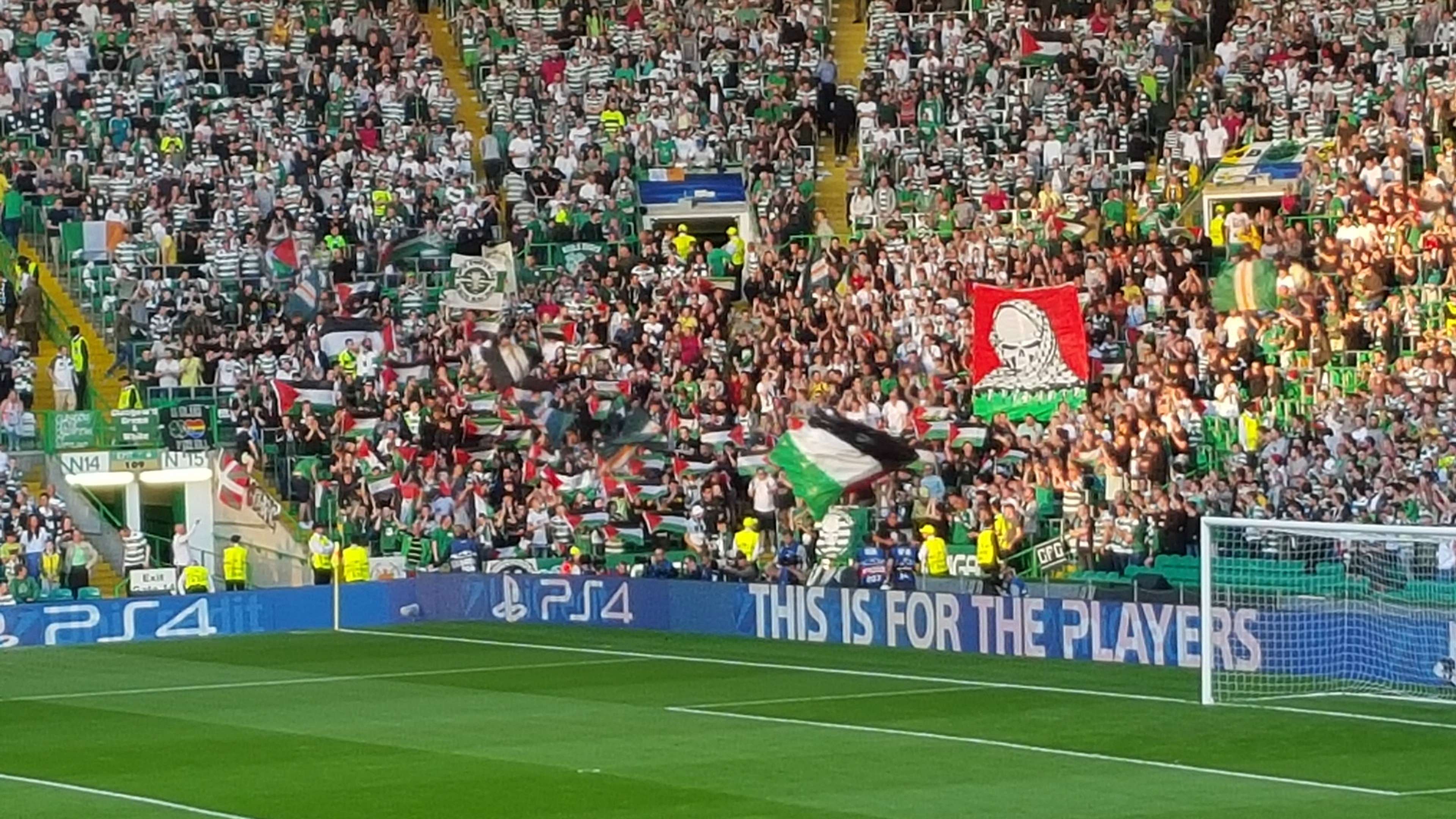 Celtic fans Palestine flags