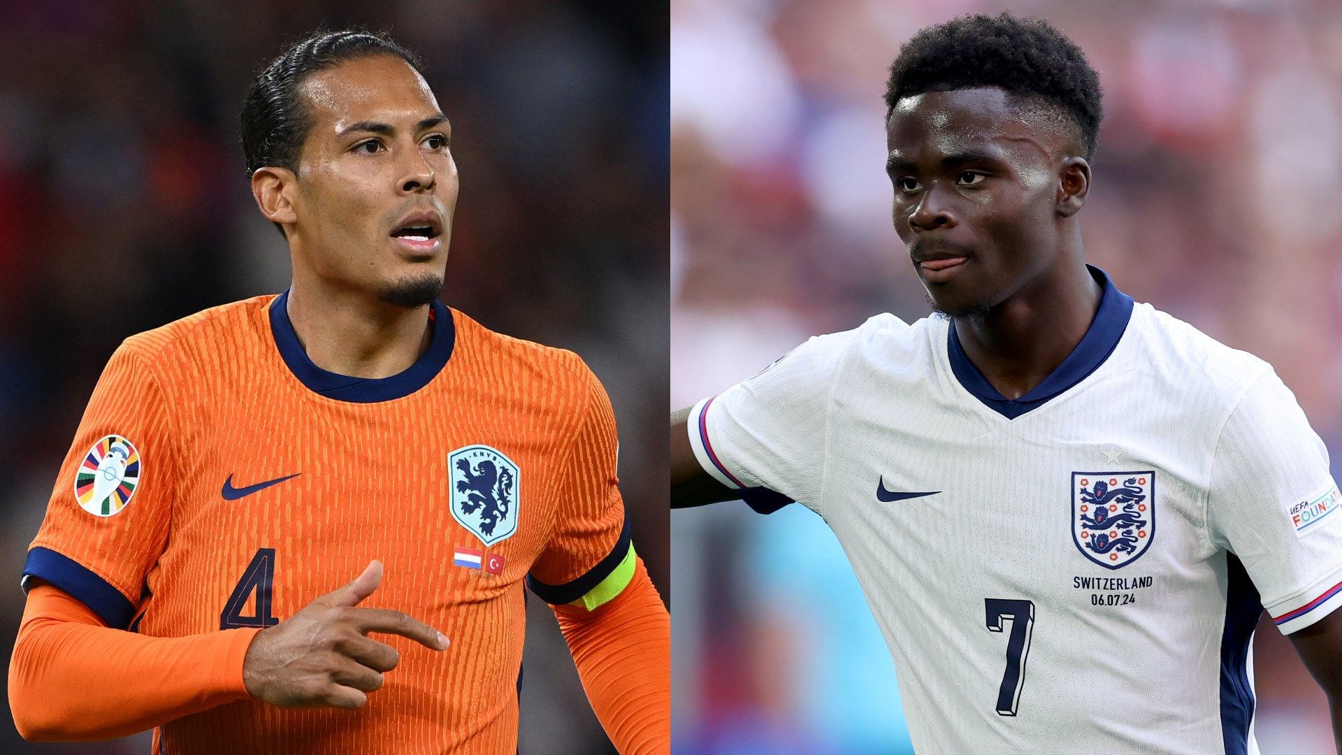 Virgil van Dijk Bukayo Saka Netherlands England Euro 2024