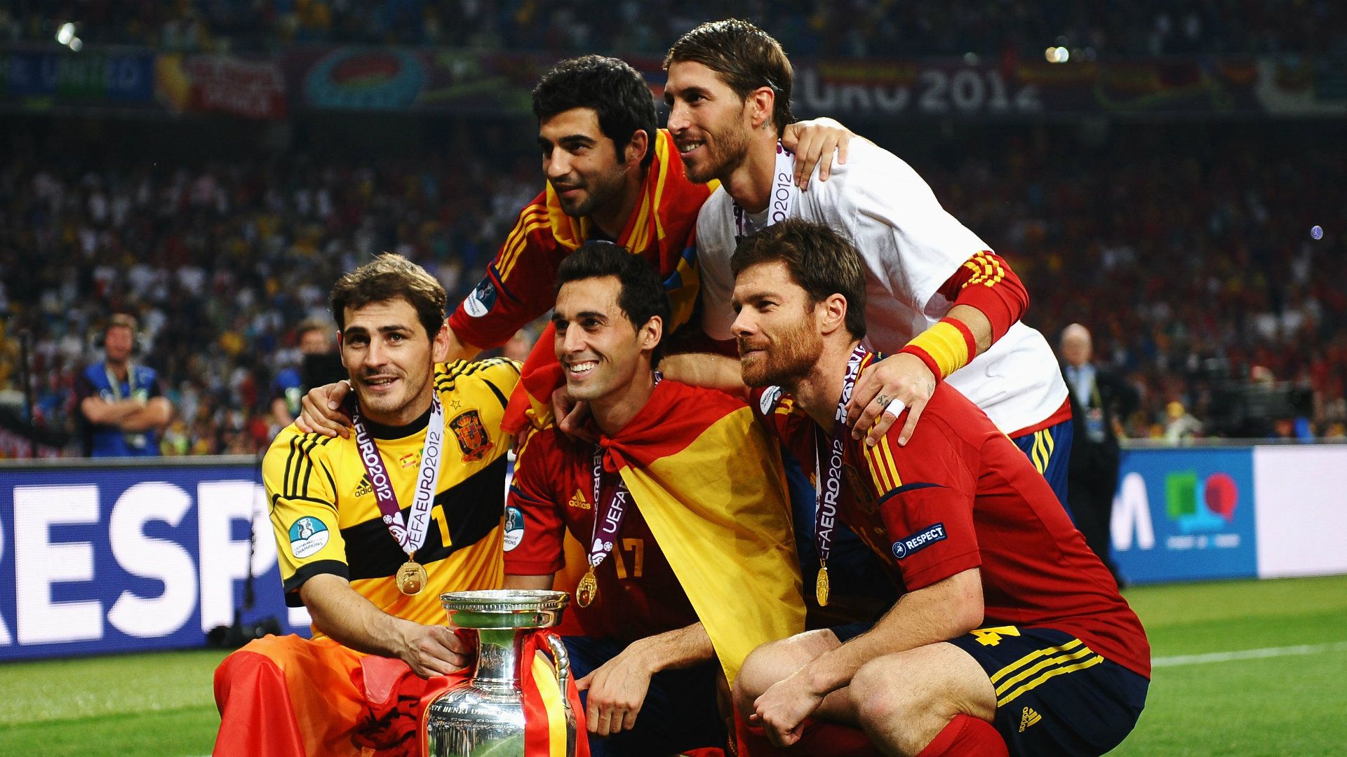 Xabi Alonso Alvaro Arbeloa Iker Casillas Sergio Ramos Raul Albiol Spain