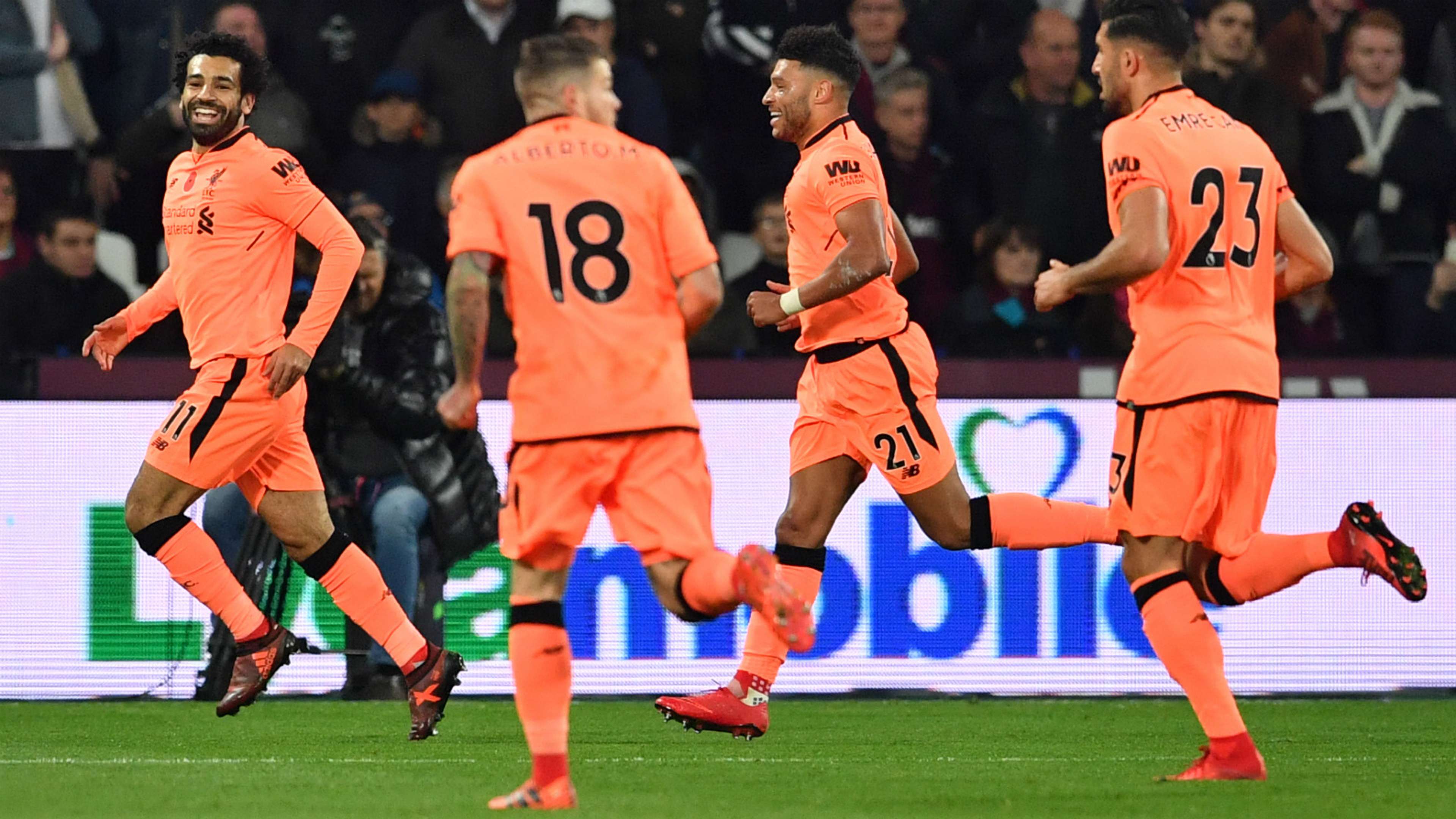 Salah Liverpool celebrates