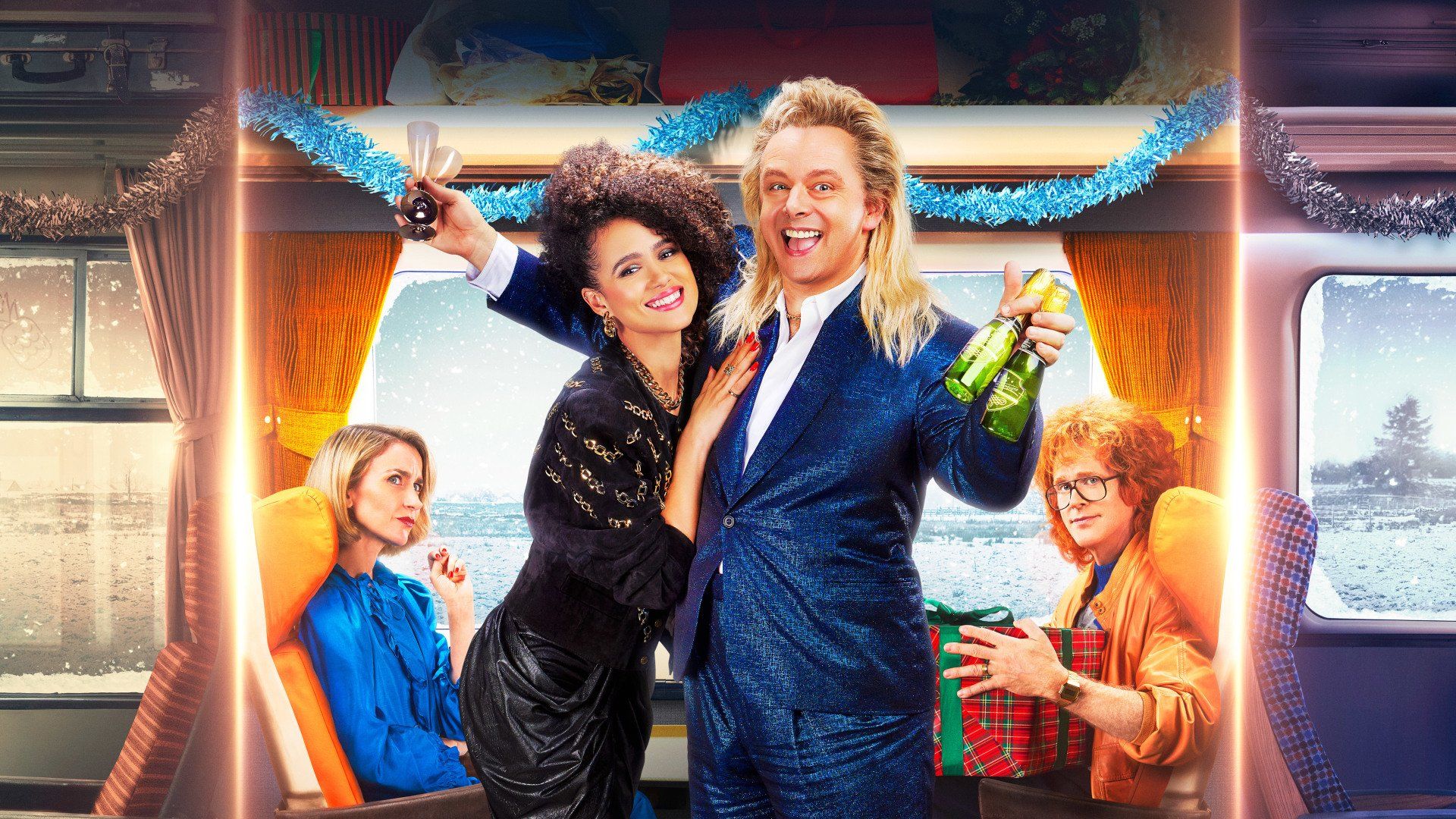 Nathalie Emmanuel and Michael Sheen, in Last Train to Christmas.