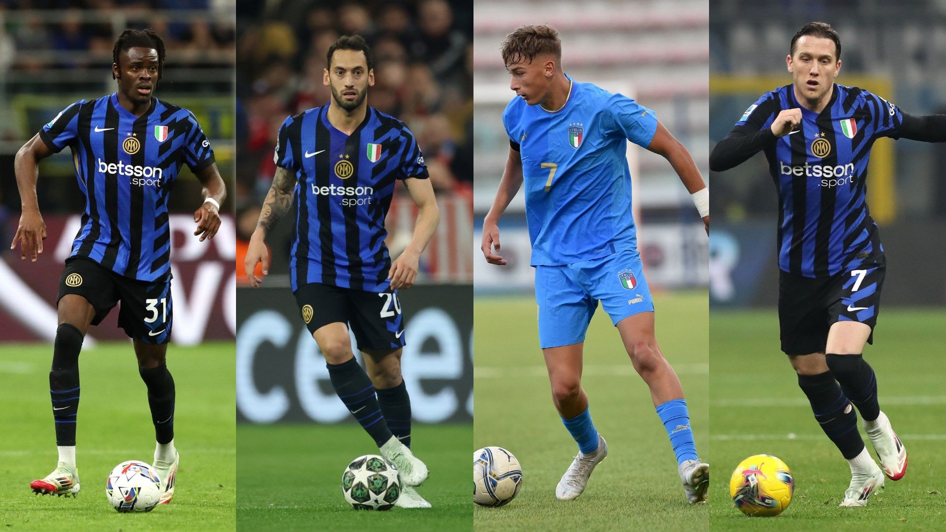 Bisseck Calhanoglu Pio Esposito Zielinski Inter