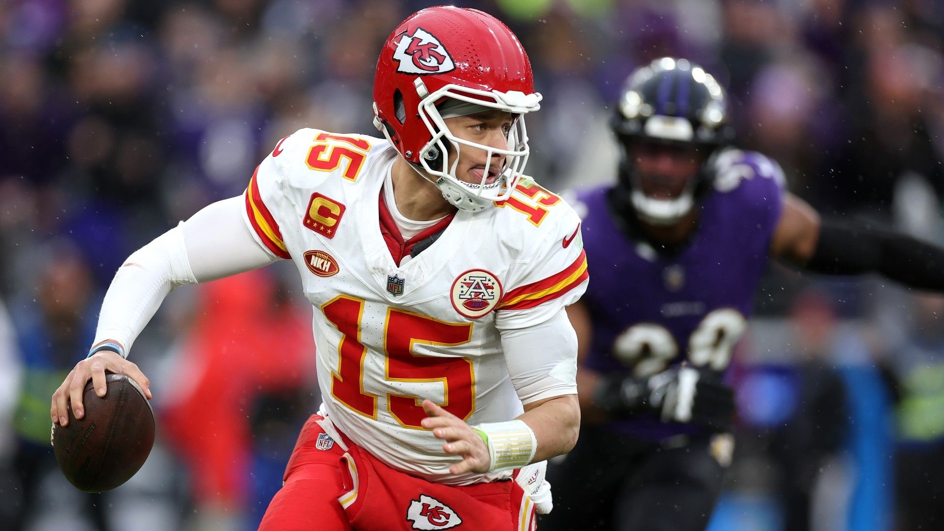 Patrick Mahomes #15 of the Kansas City Chiefs