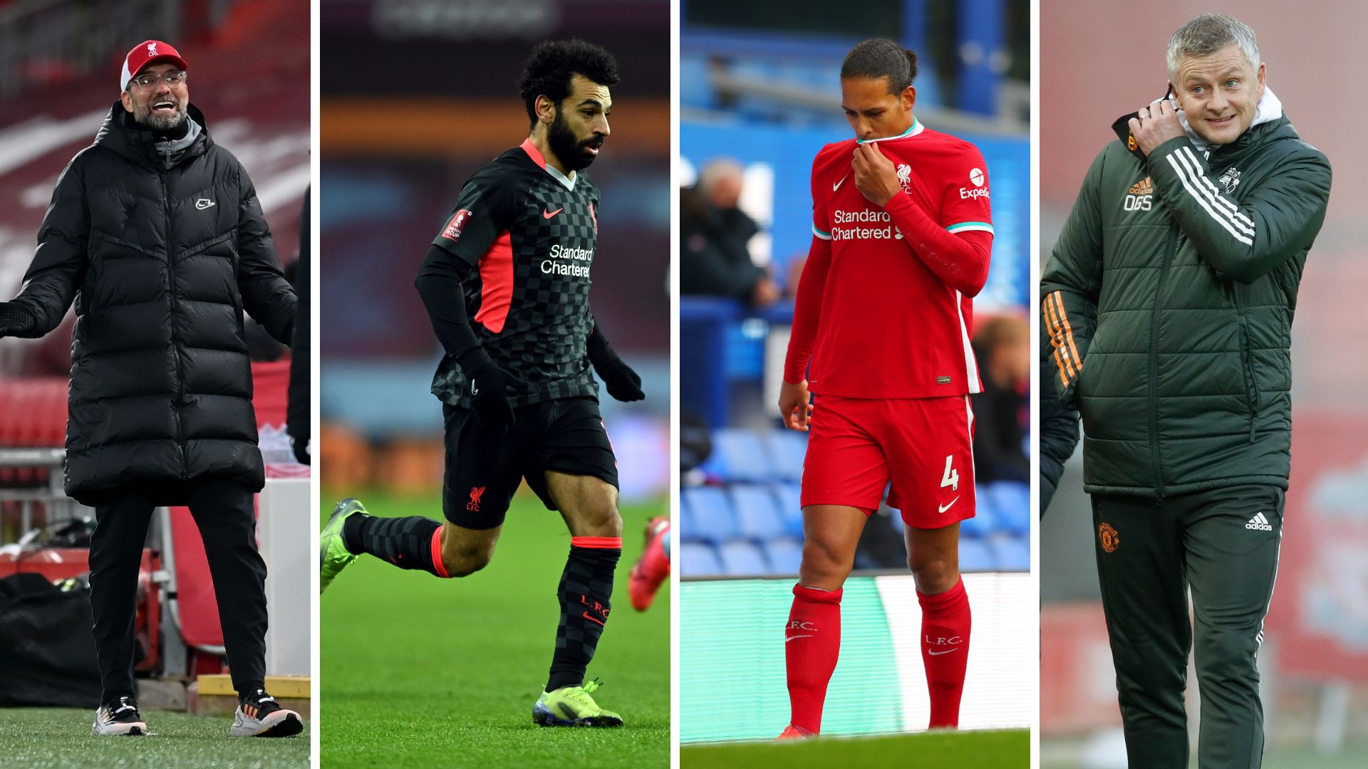 Salah, Klopp, Solskjaer, Van Dijk