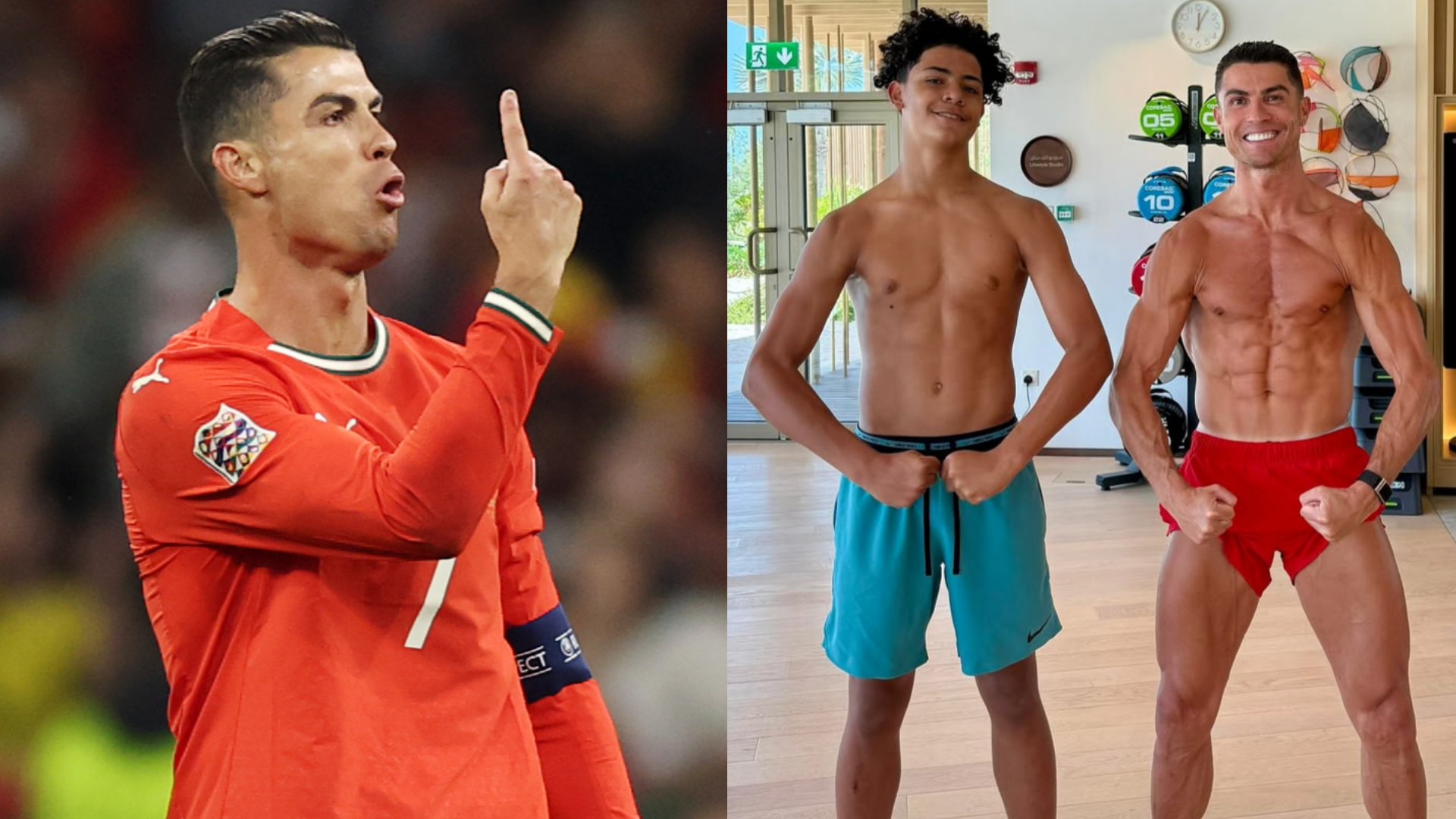 'Like father, like son' - Cristiano Ronaldo gets new training partner as CR7 flexes muscles and Junior looks to follow in record-breaking footsteps after Portugal debut | Goal.com UK