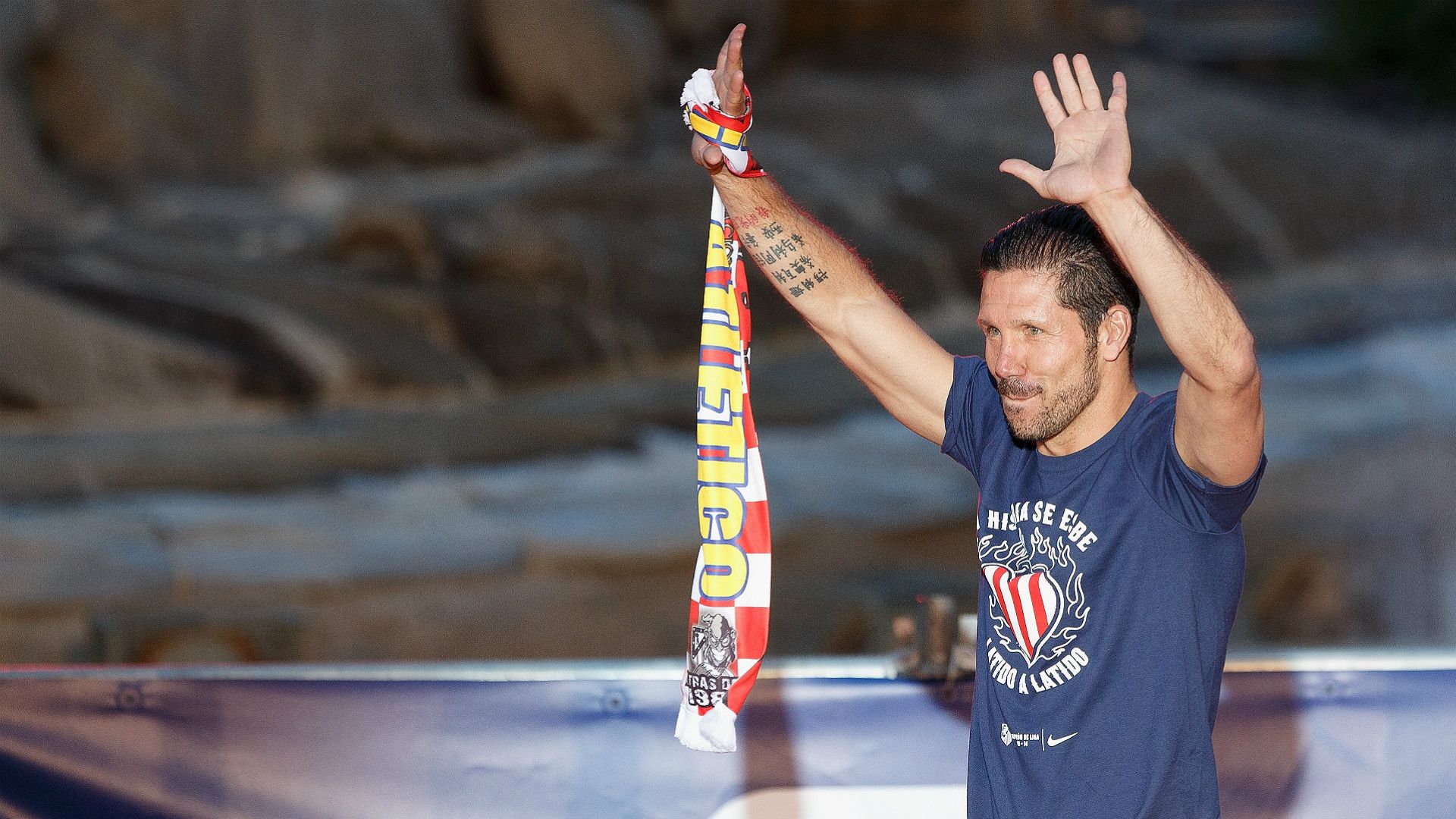 Diego Simeone Club Atletico De Madrid Celebrates La Liga Title Spain - Primera Division 05182014