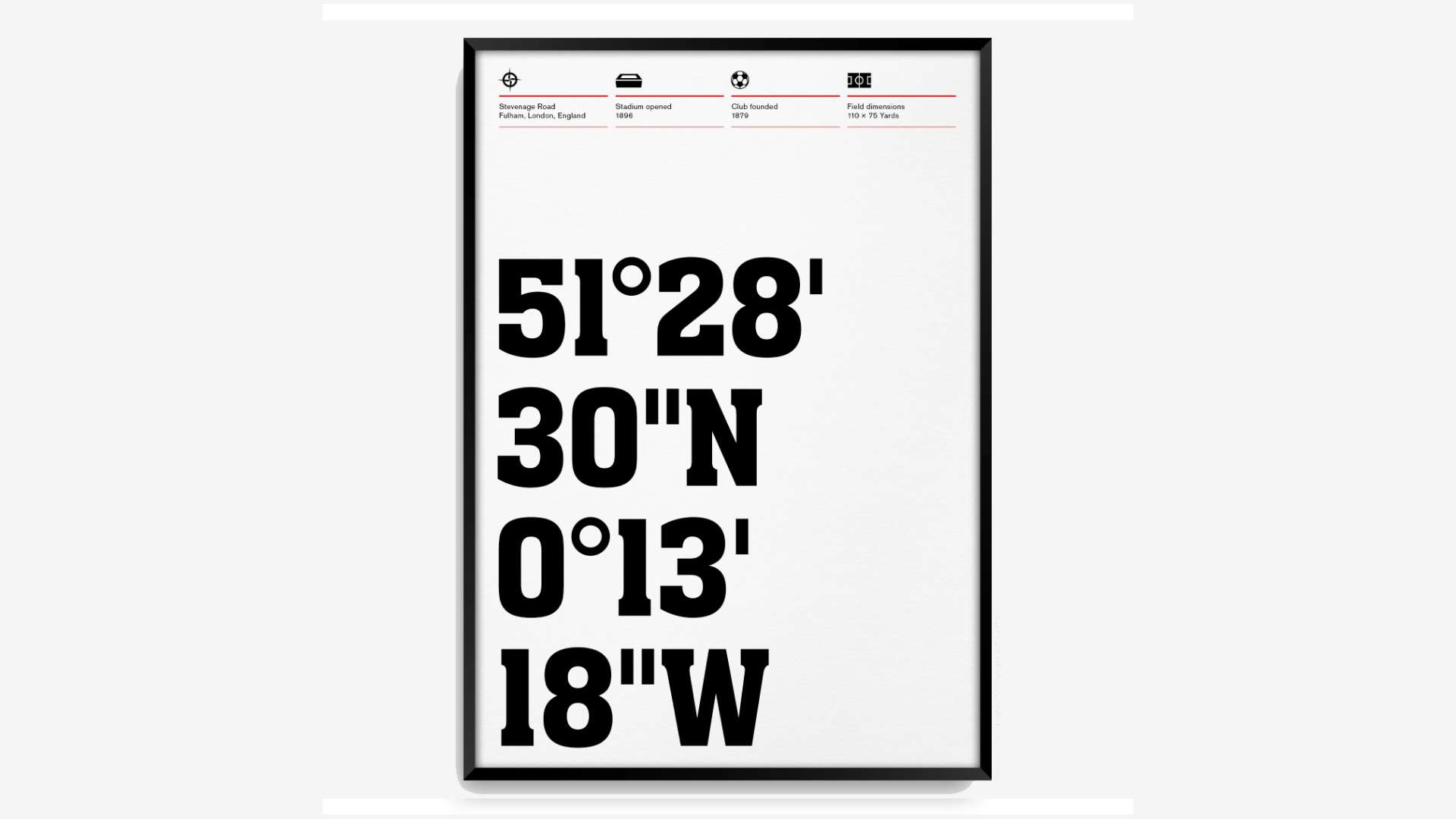 Fulham Craven Cottage stadium coordinates A4 unframed art print