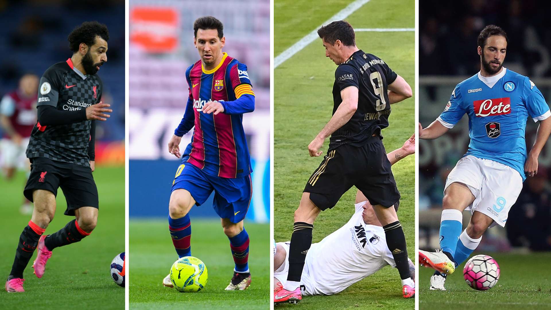 Salah, Messi, Lewandowski, Higuain