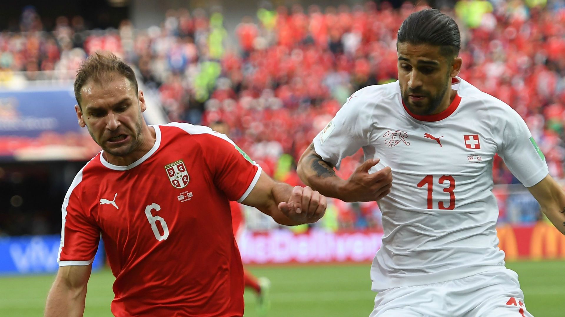 Branislav Ivanovic Serbia Ricardo Rodriguez Switzerland World Cup 201