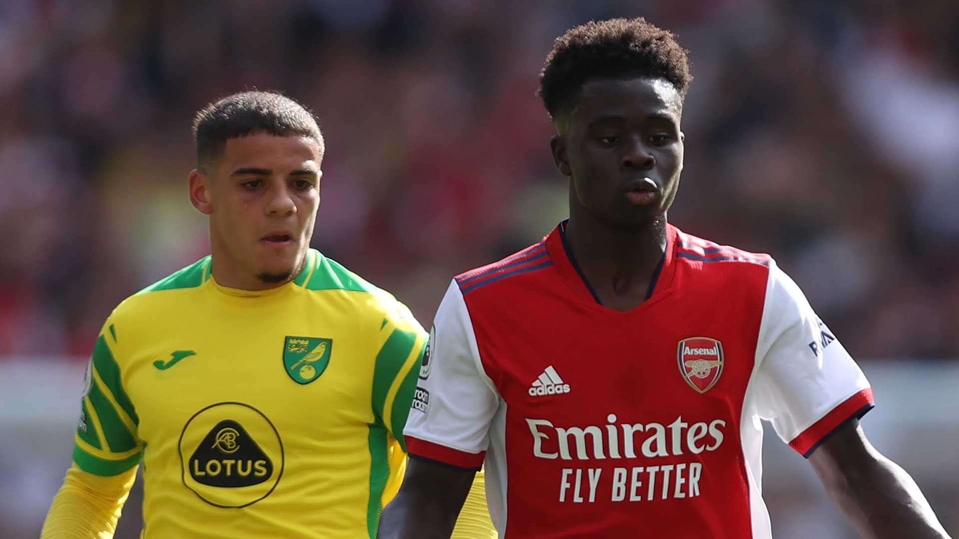 Max Aarons Bukayo Saka Norwich Arsenal 2021-22