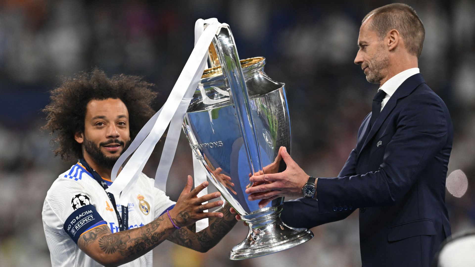 UCL TROPHY MARCELO REAL MADRID ALEKSANDER CEFERIN UEFA