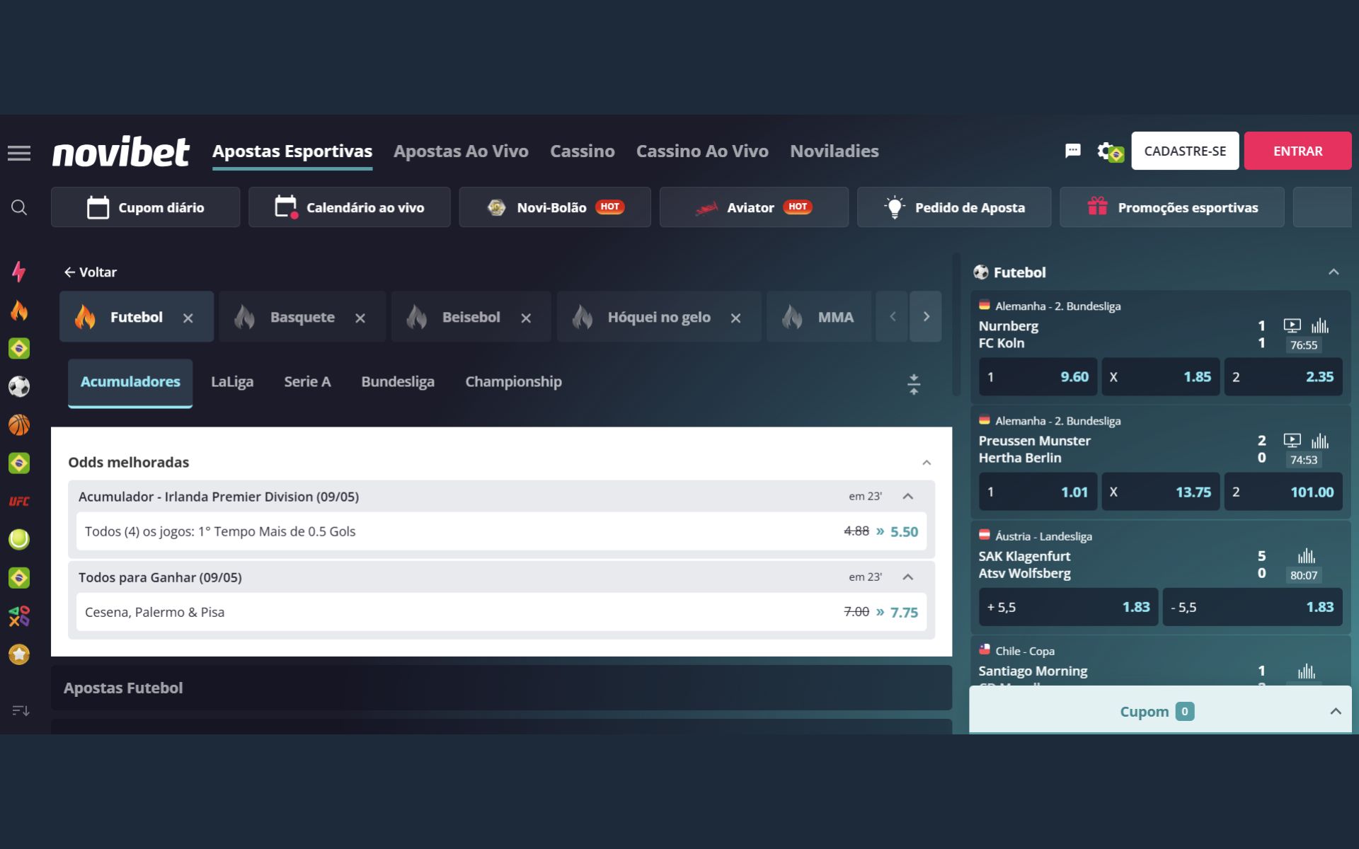 Novibet odds aumentadas