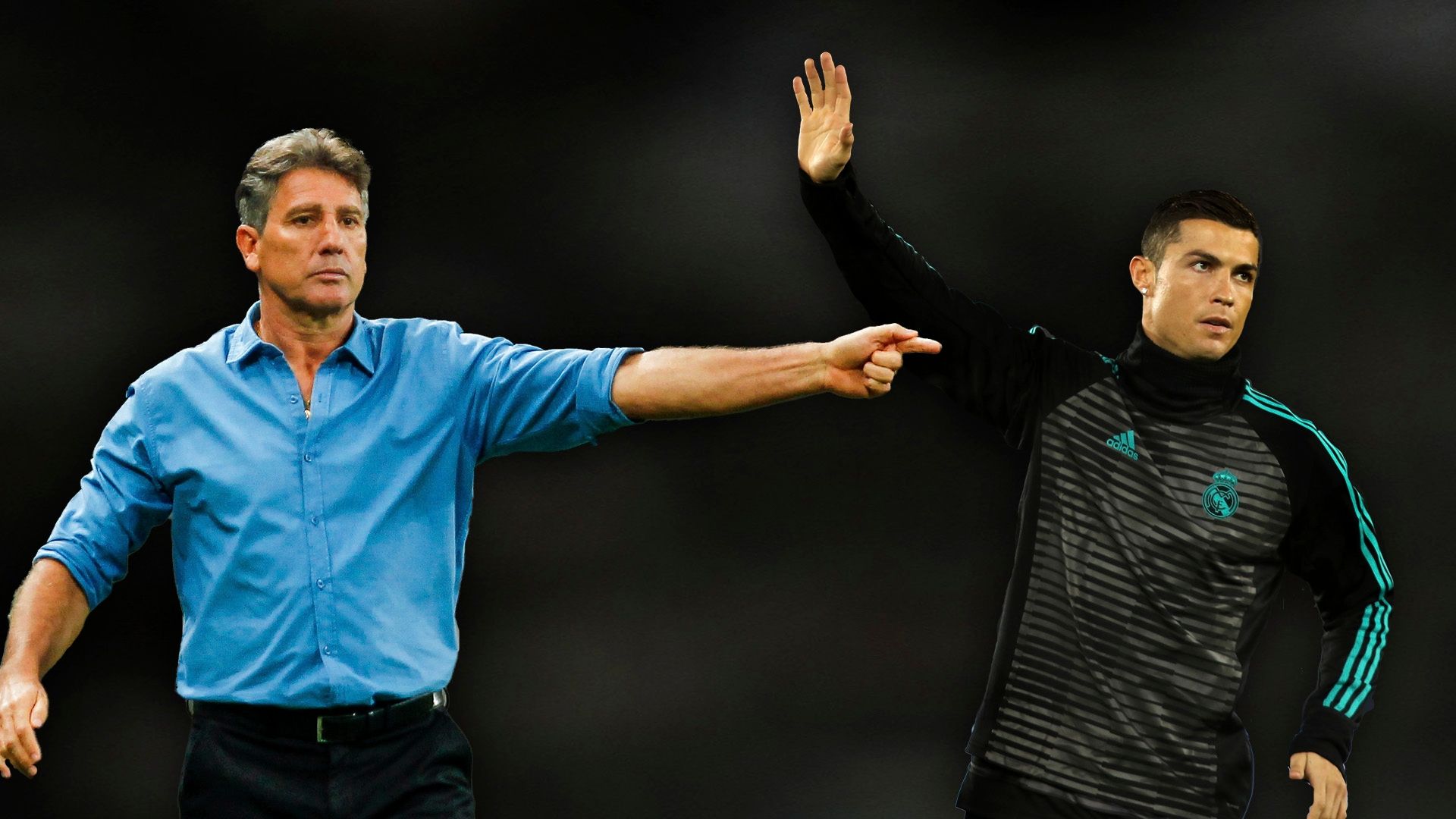 Arte sobre foto de Renato Gaúcho e Cristiano Ronaldo 15 12 17