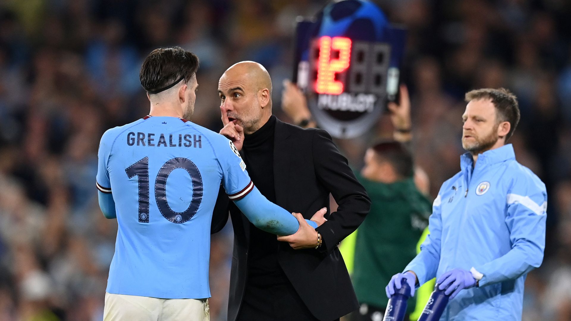 Graelish y Guardiola, durante un partido