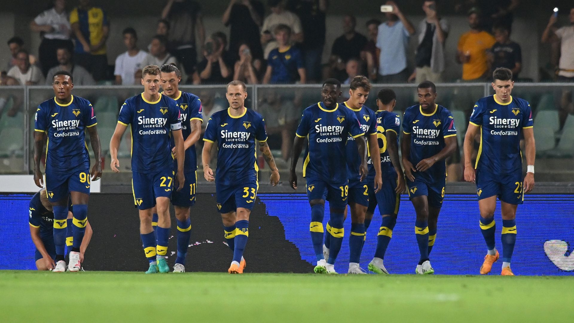 Verona celebrating Serie A Roma