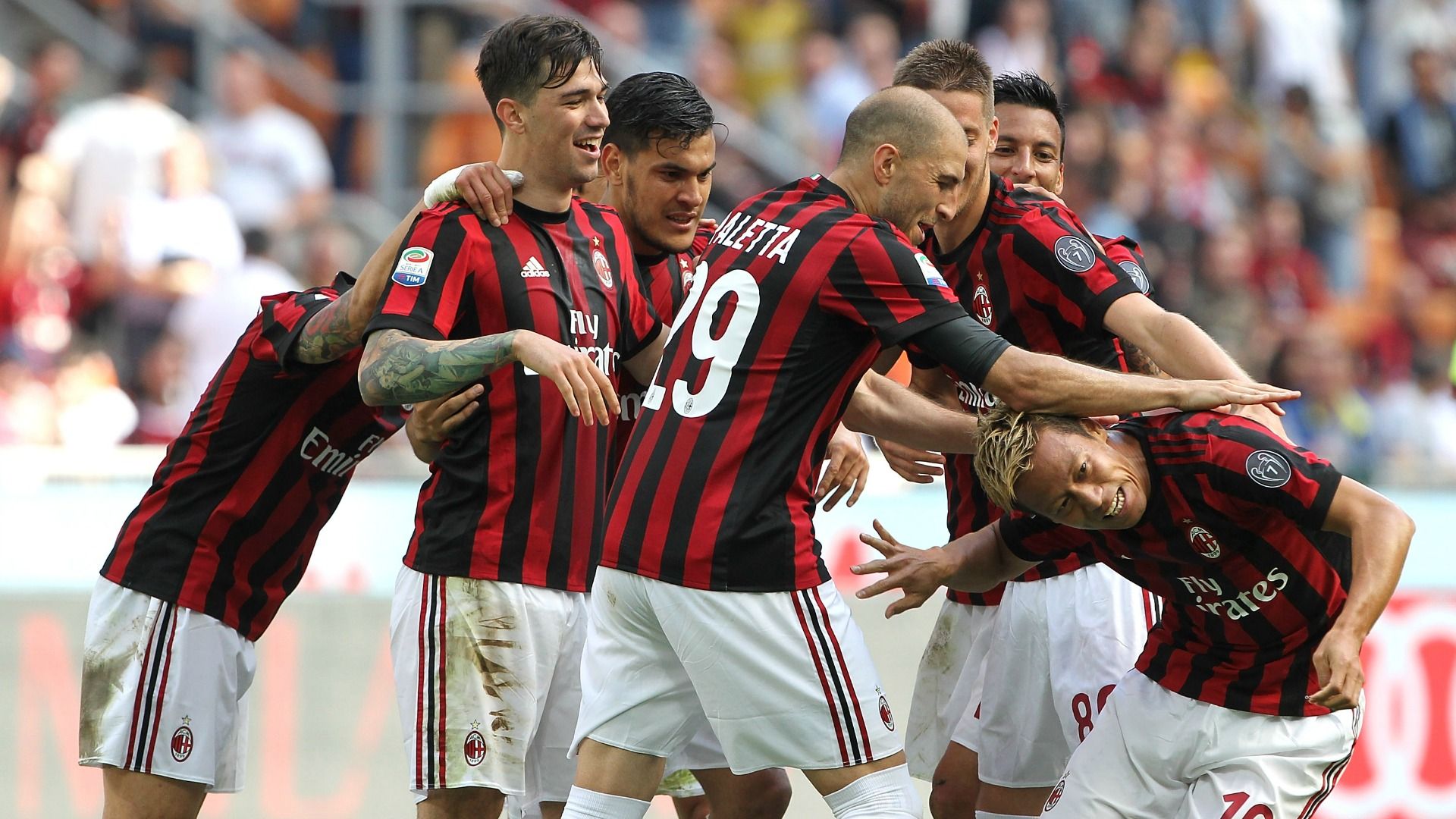 Milan celebrating Milan Bologna Serie A