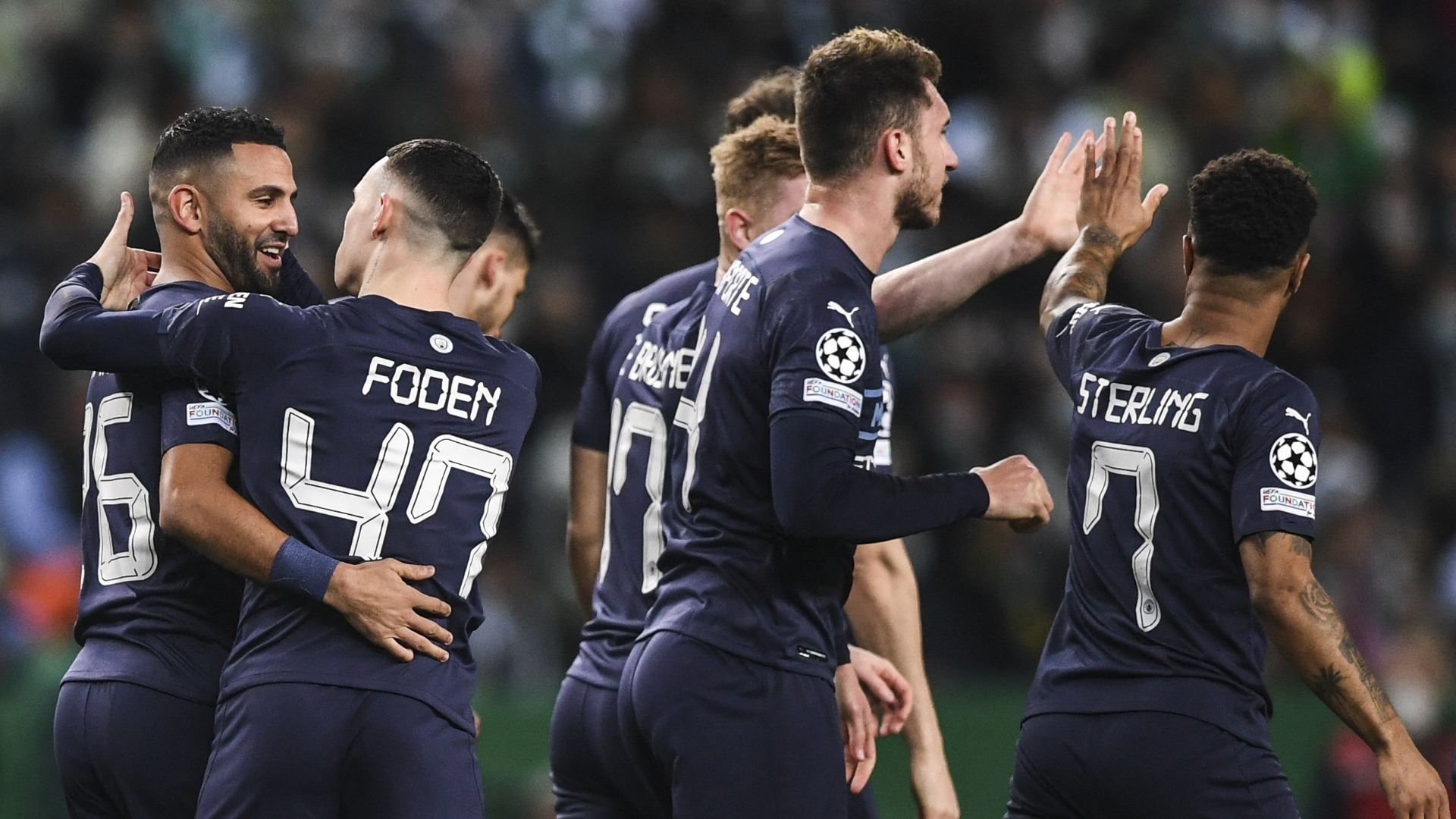 Man City celebrate vs Sporting, UCL 2021-22