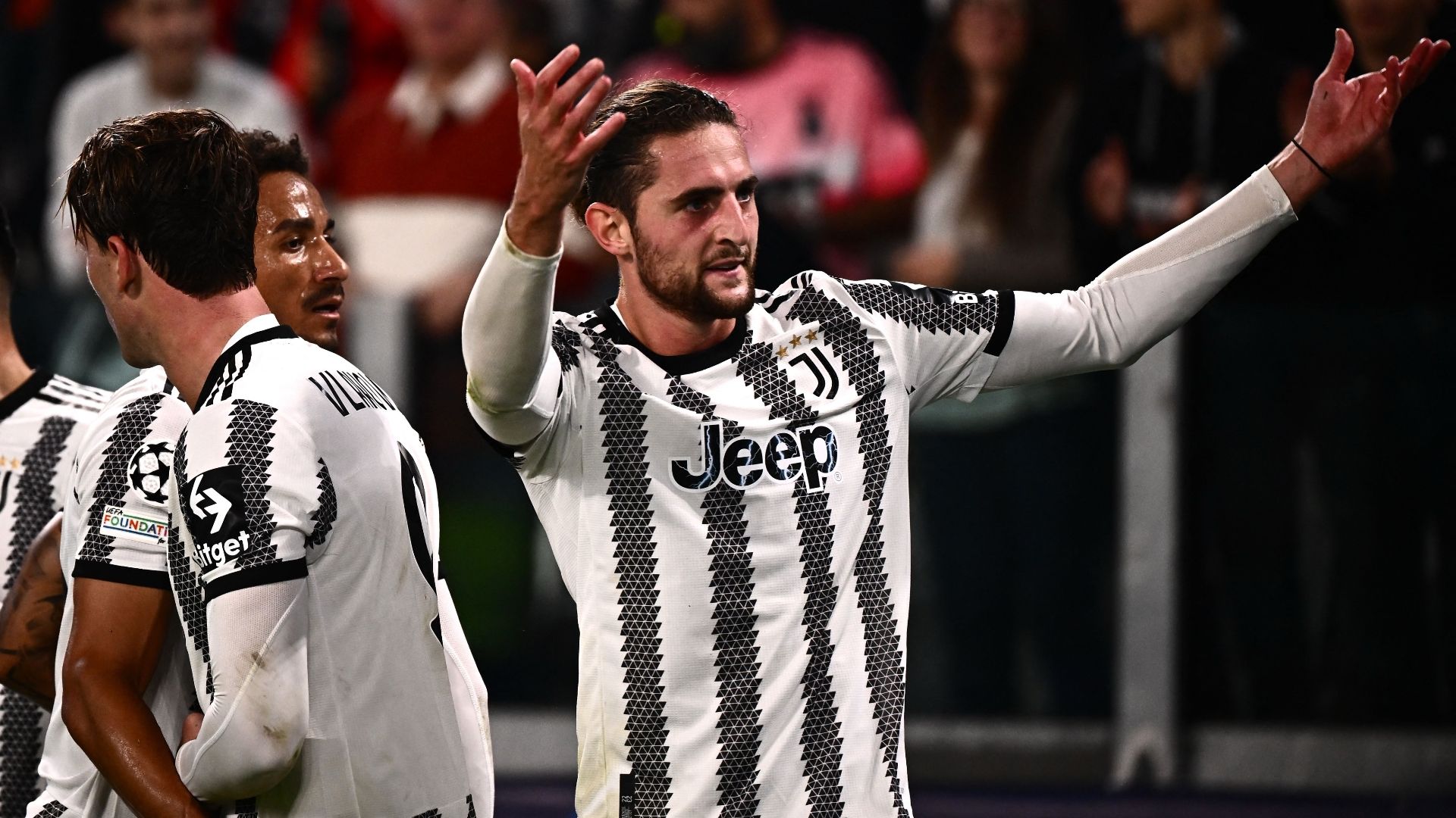 Rabiot celebrating Juventus Maccabi Haifa Champions League