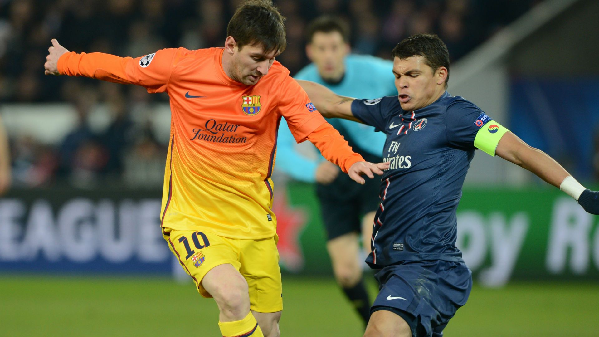 Thiago Silva Lionel Messi Paris SG Barcelona 2013