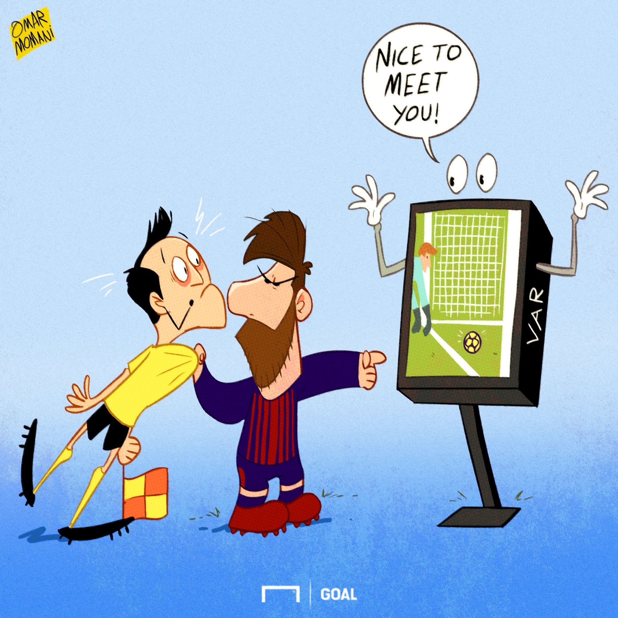 Galeri Kartun Goal Internasional 2017 - Lionel Messi Minta VAR