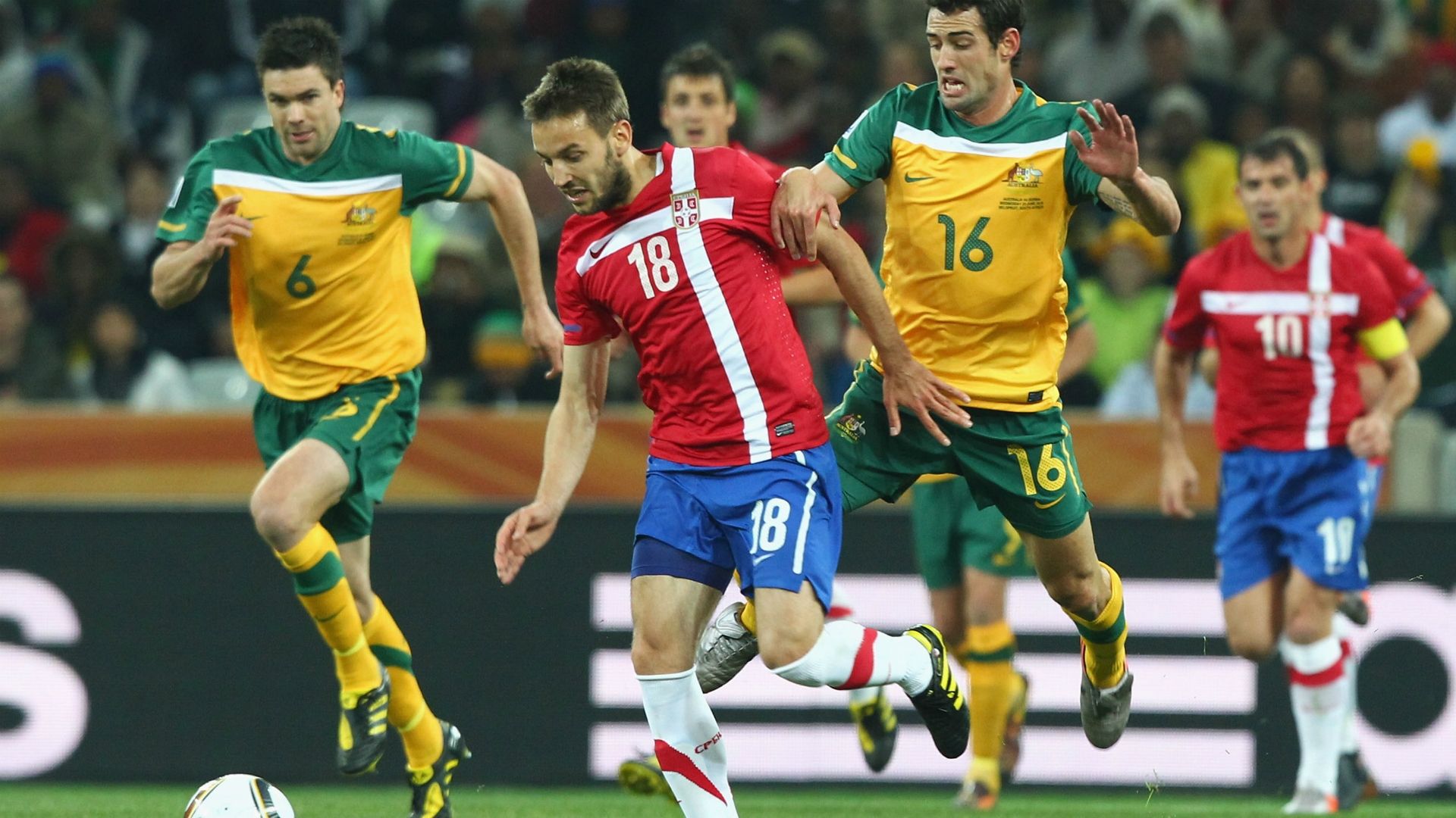 Milos Ninkovic Carl Valeri Australia v Serbia World Cup 23062010