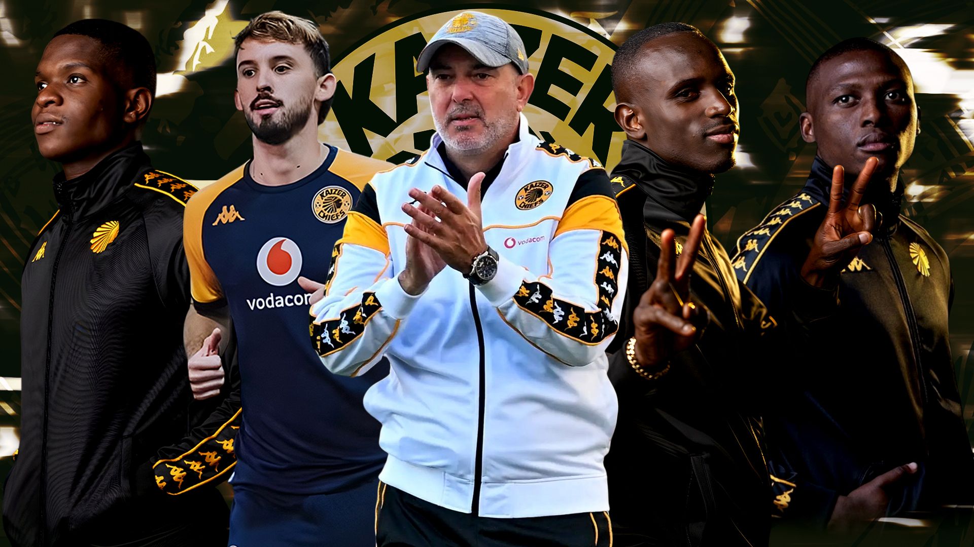 Nasreddine Nabi, Flavio Silva, Ethan Chislett, Nkanyiso Shinga & Thabiso Monyane of Kaizer Chiefs 16-9