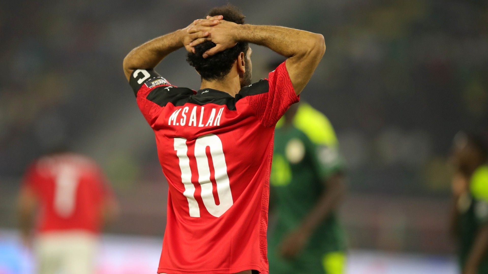 Egypt captain Mohamed Salah reacts