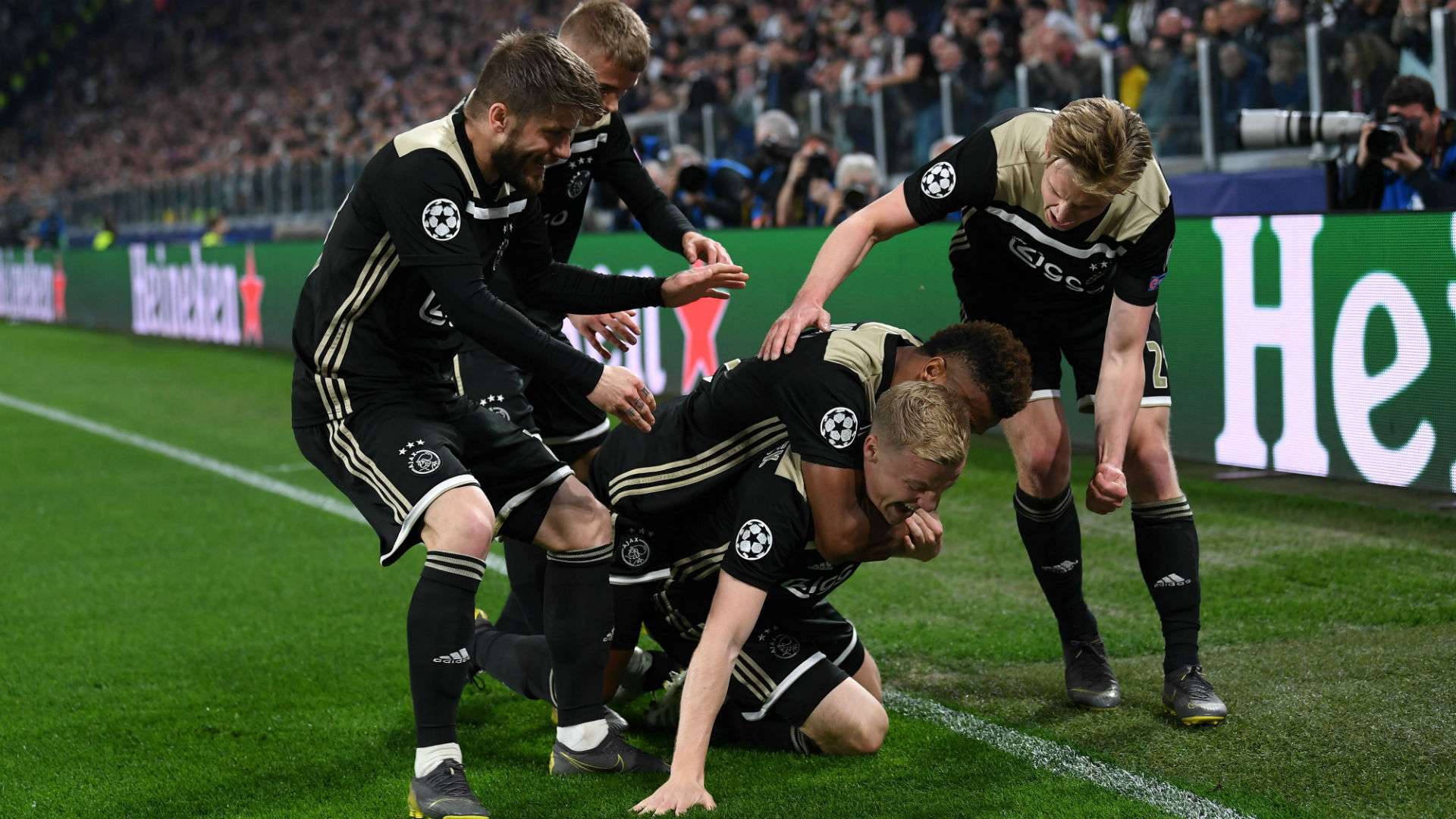 Ajax celebrating Juventus Champions League
