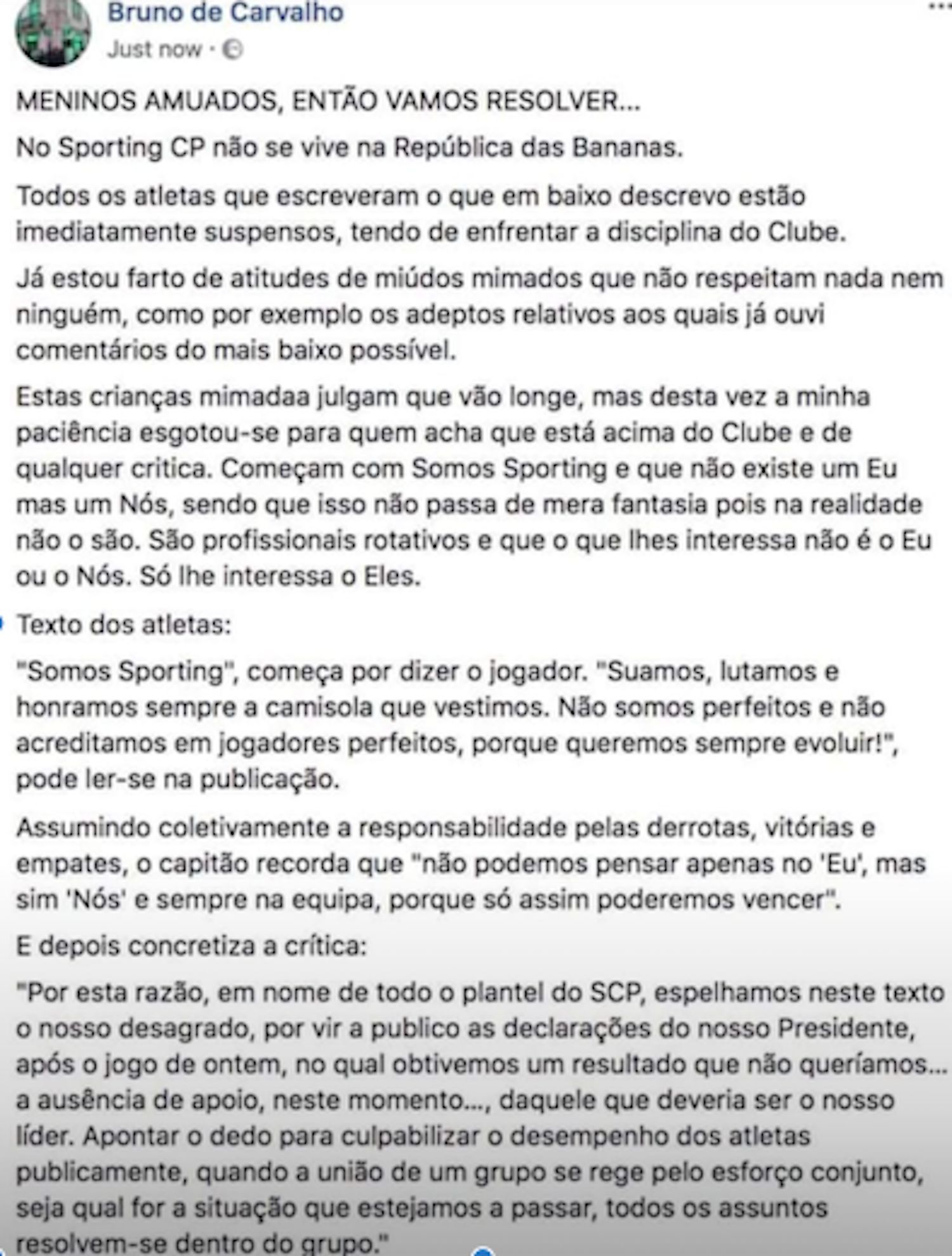 message of sportign president