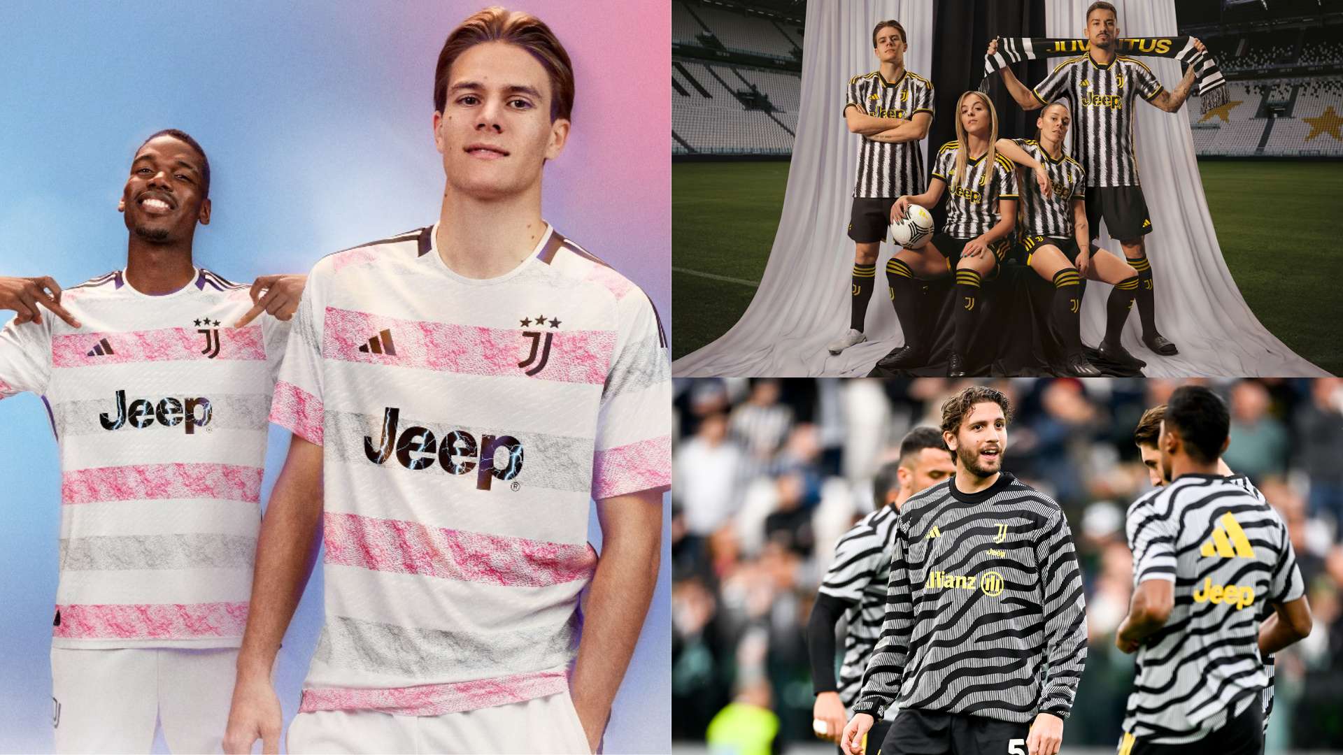 Juventus 2023-24 kit collection - home, away and pre-match