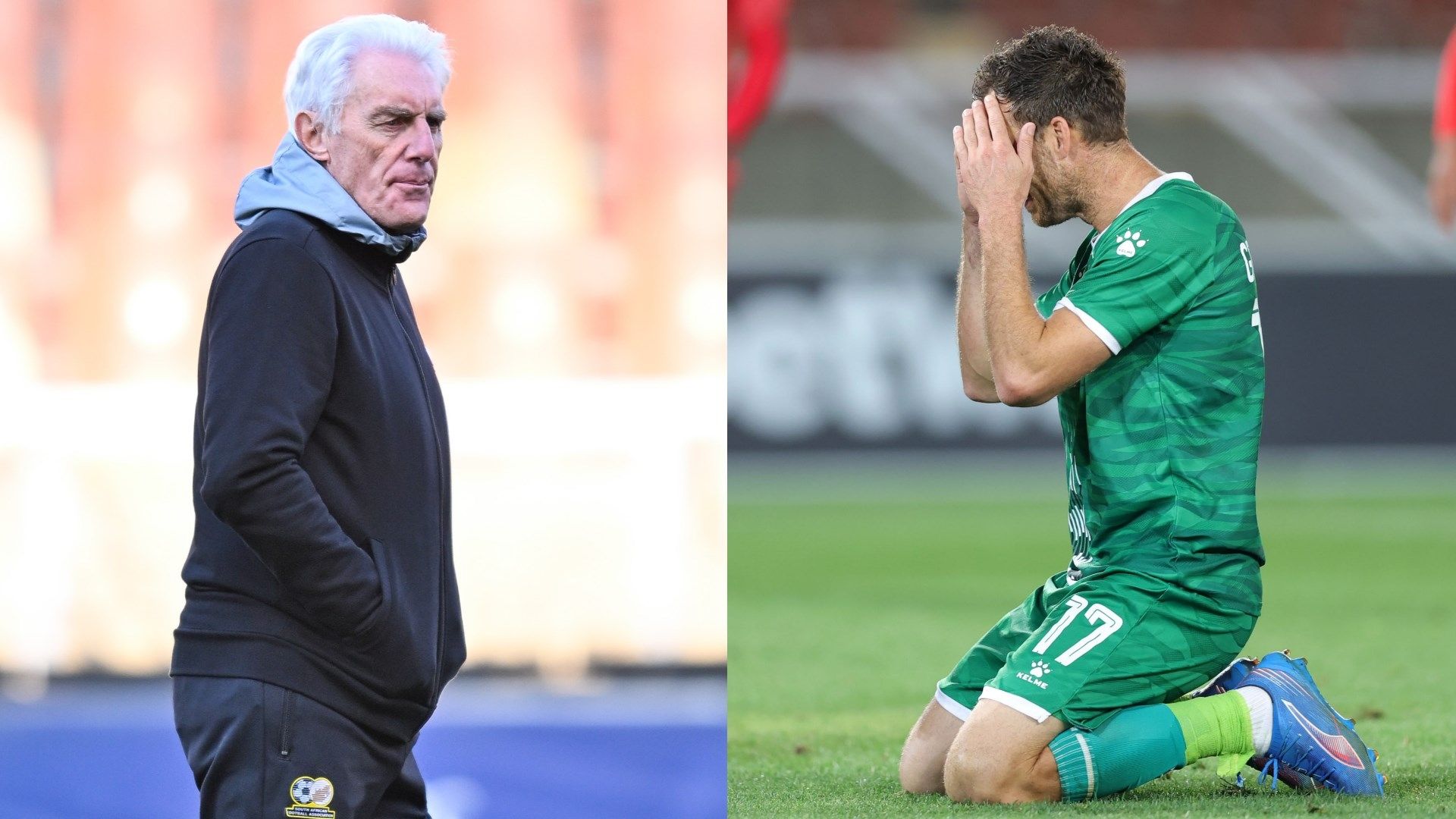 Hugo Broos and Bradley Grobler Bafana