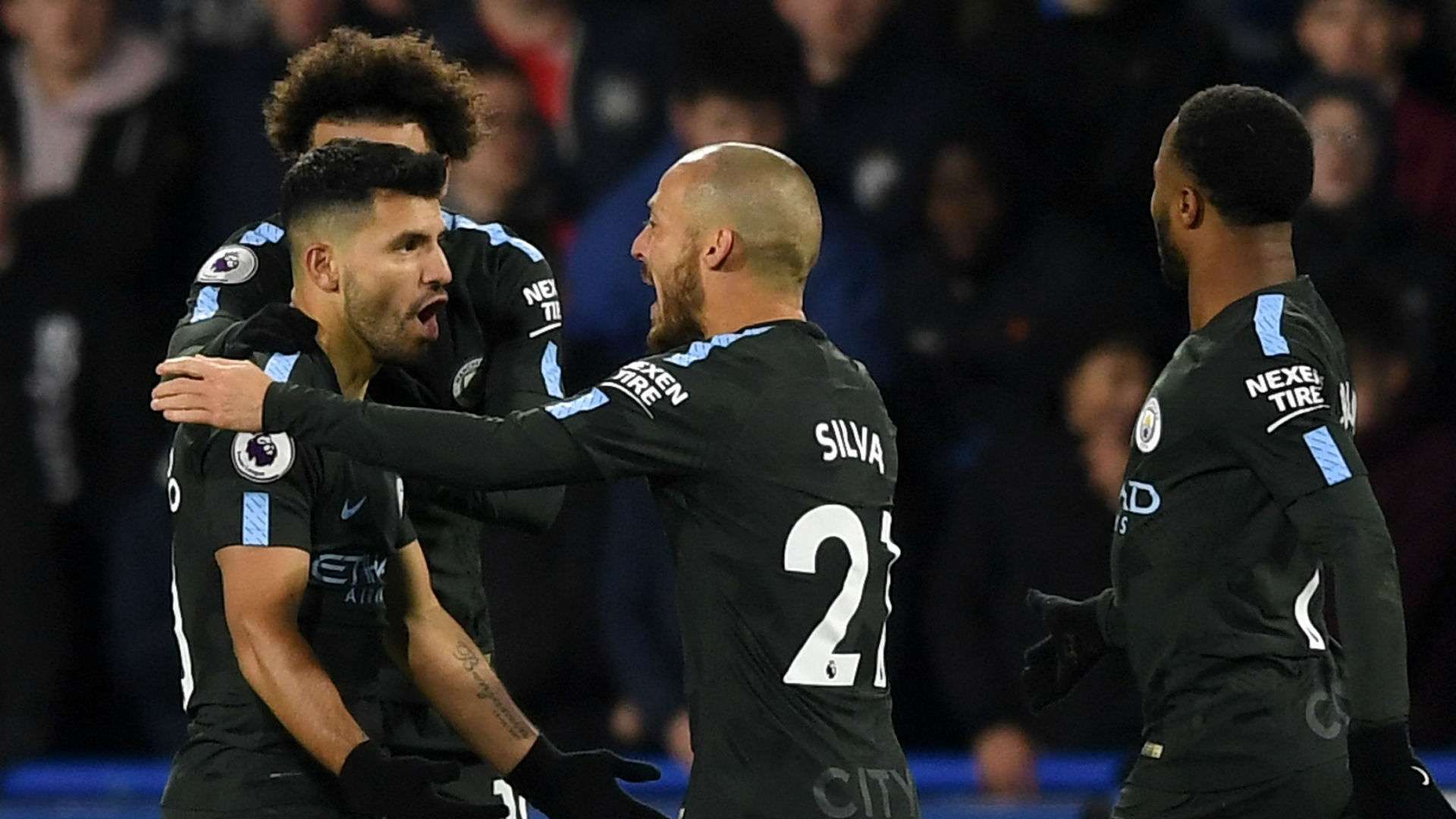 Manchester City celebrate v Huddersfield