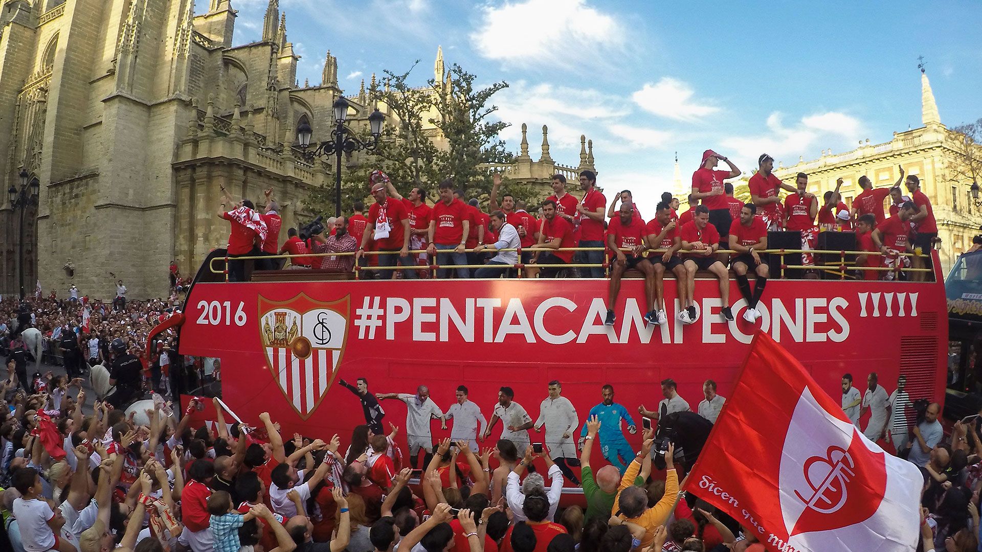 Sevilla Europa League celebrations