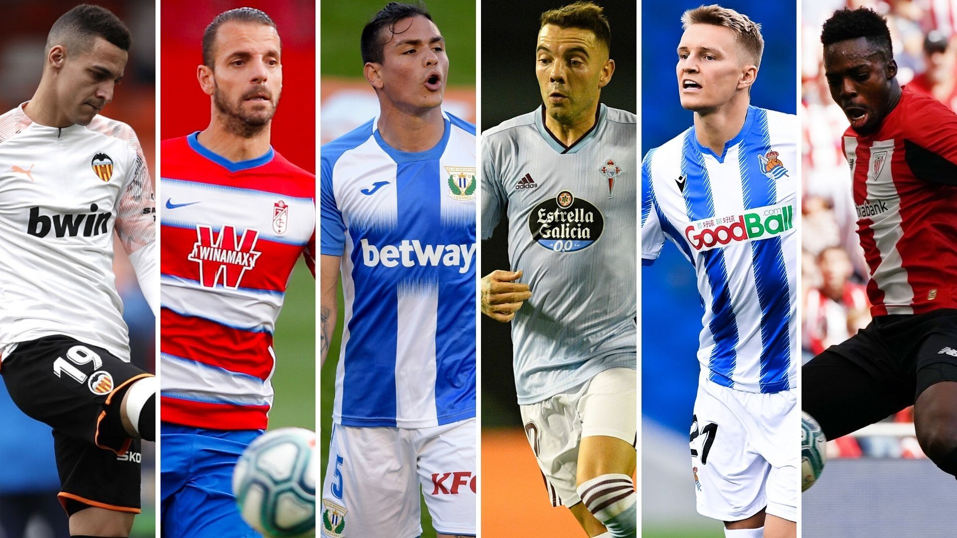 Rodrigo, Soldado, Guerrero, Aspas, Odegaard y Williams (Valencia, Soldado, Leganés, Celta, Odegaard y Athletic)