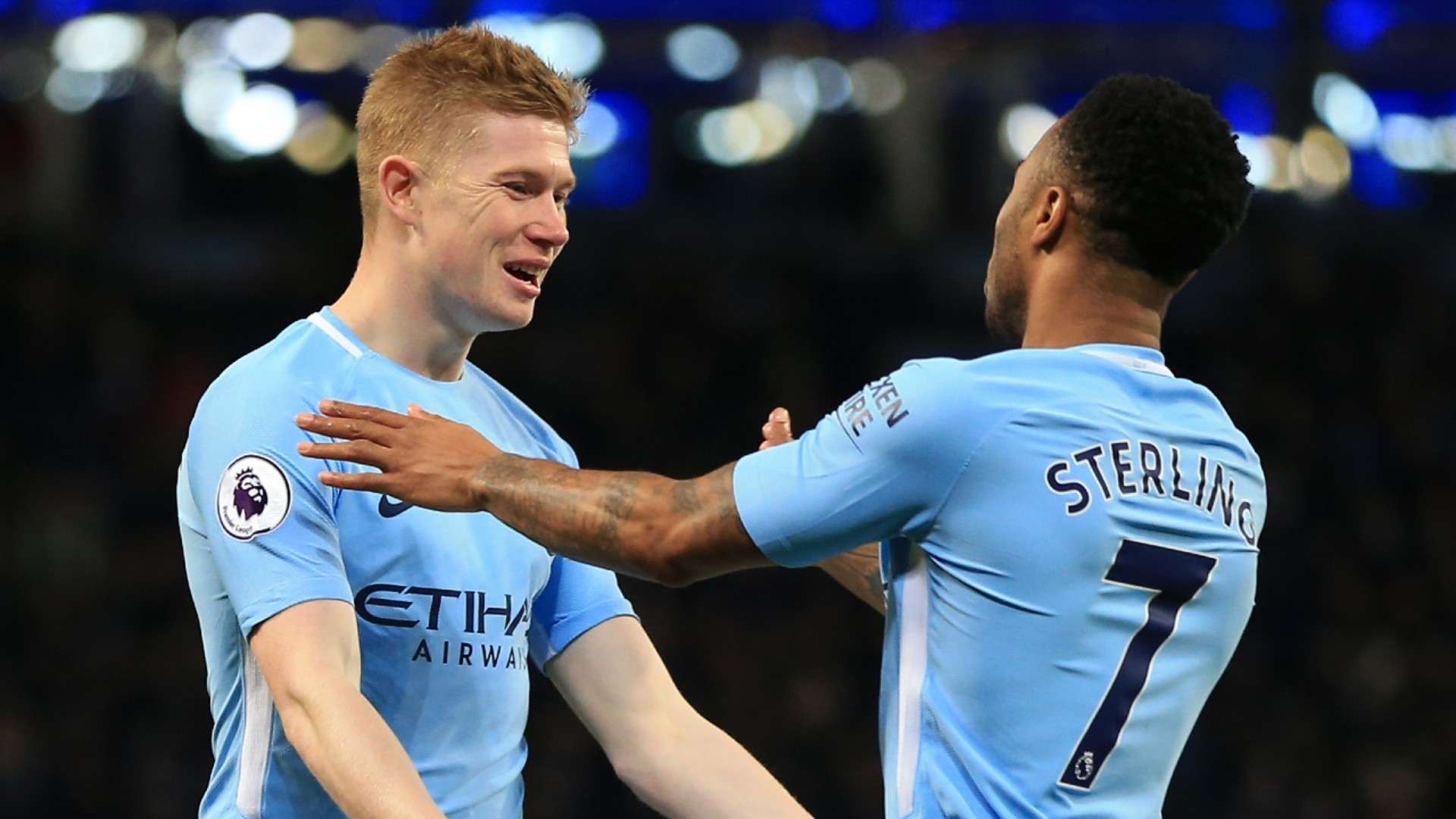 Kevin De Bruyne Raheem Sterling Manchester City 2017-18