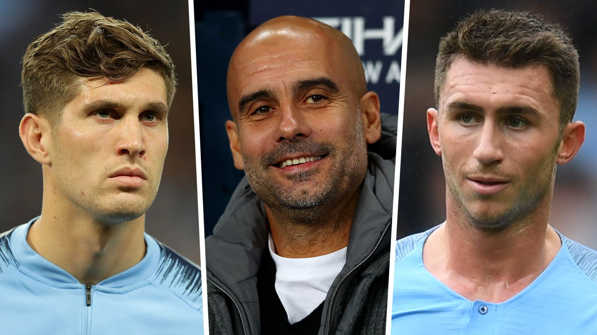 John Stones Pep Guardiola Aymeric Laporte 2018