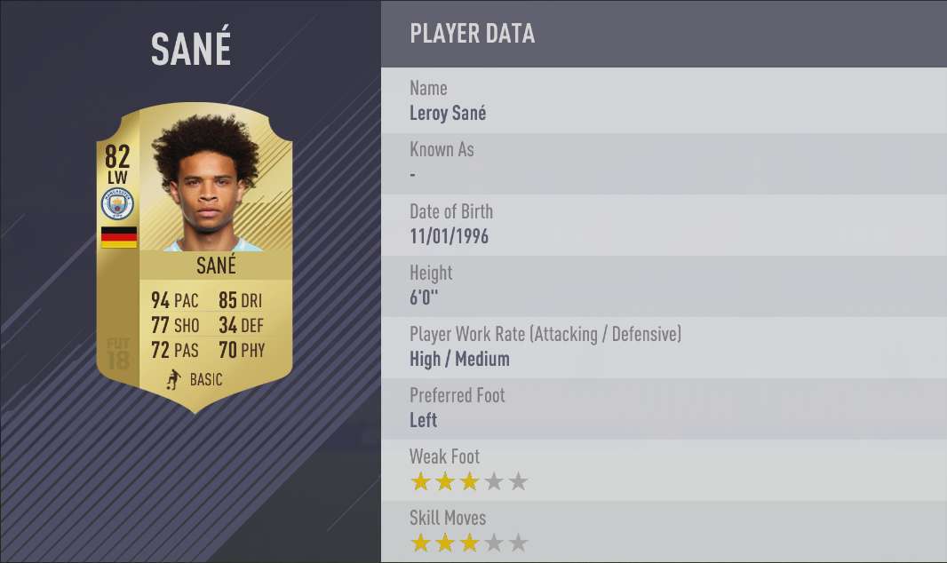 Sane FIFA 18