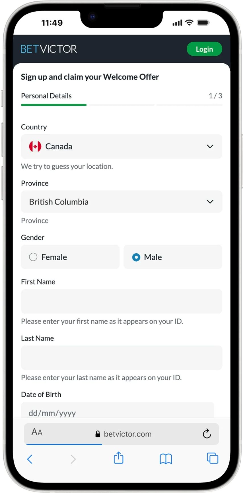 betvictor mobile registration