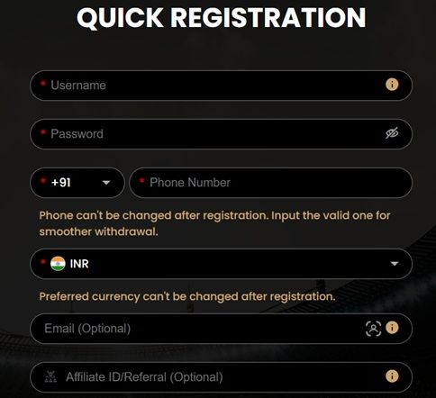 Form of Registration 12bet