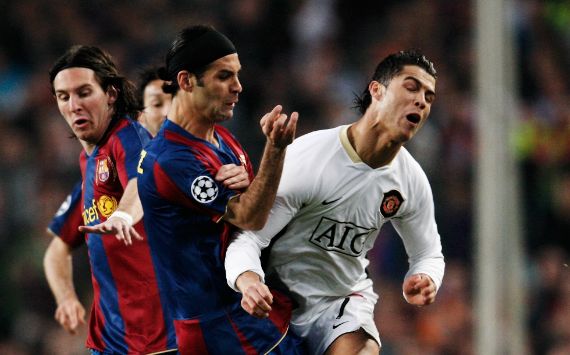 Lionel Messi, Rafael Marquez, Cristiano Ronaldo, Barcelona vs. Manchester United