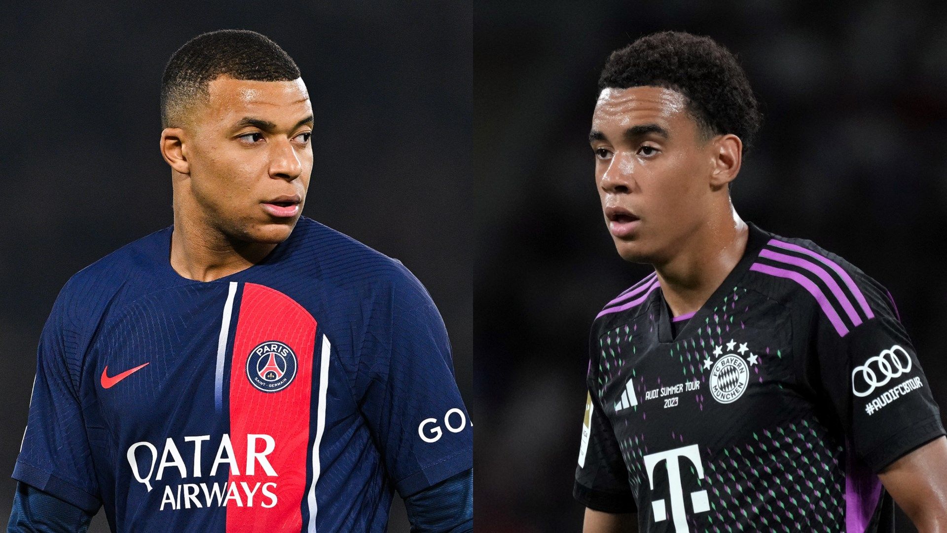 Kylian Mbappe PSG Jamal Musiala Bayern split 2023-24