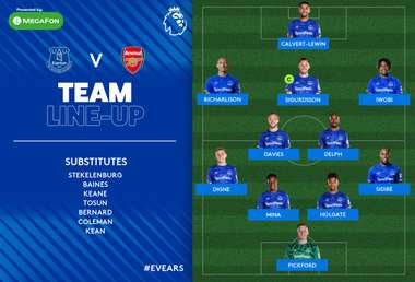 Everton vs Arsenal line up 21122019 EPL